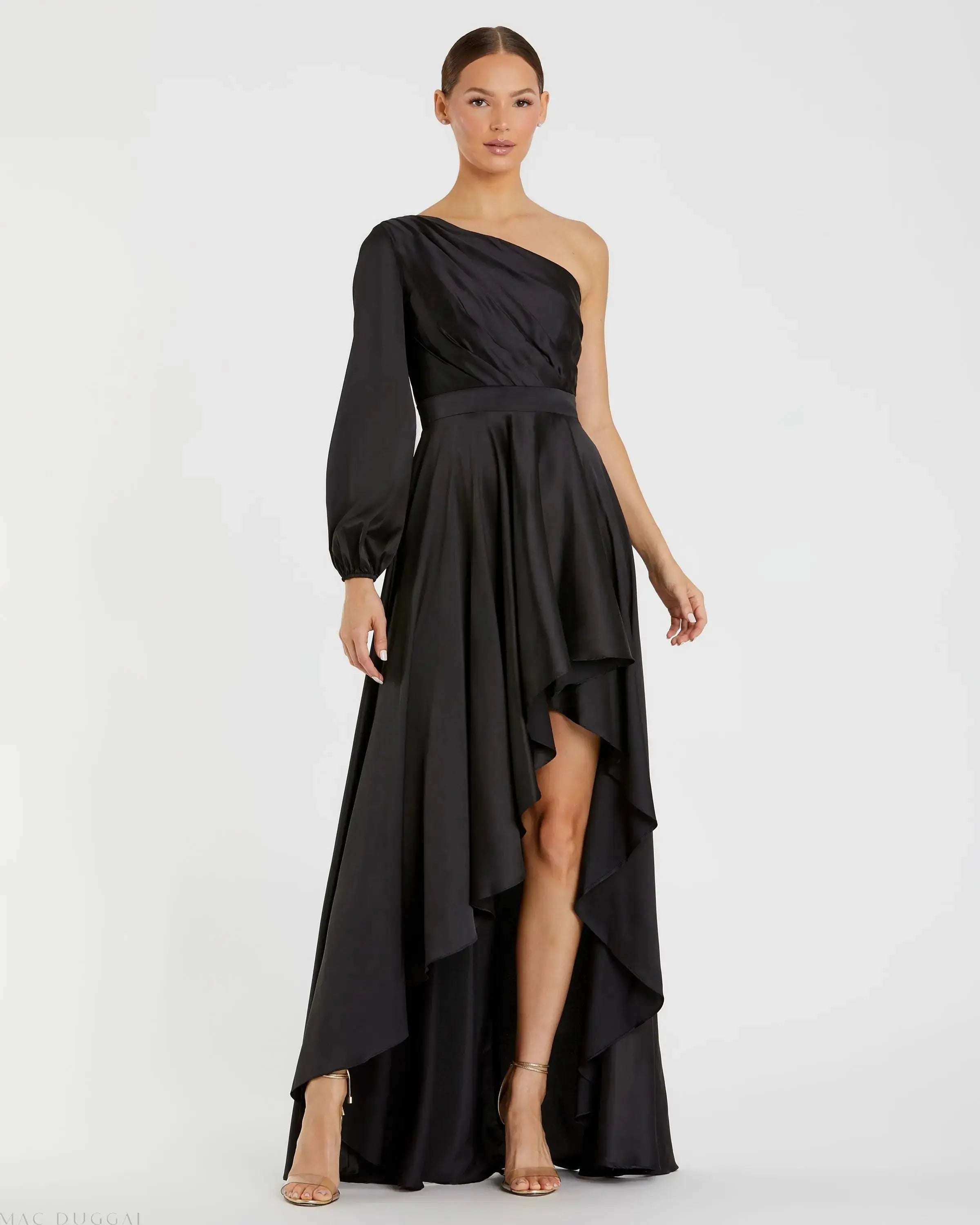 High Low One Shoulder Flowy Gown-Myartka