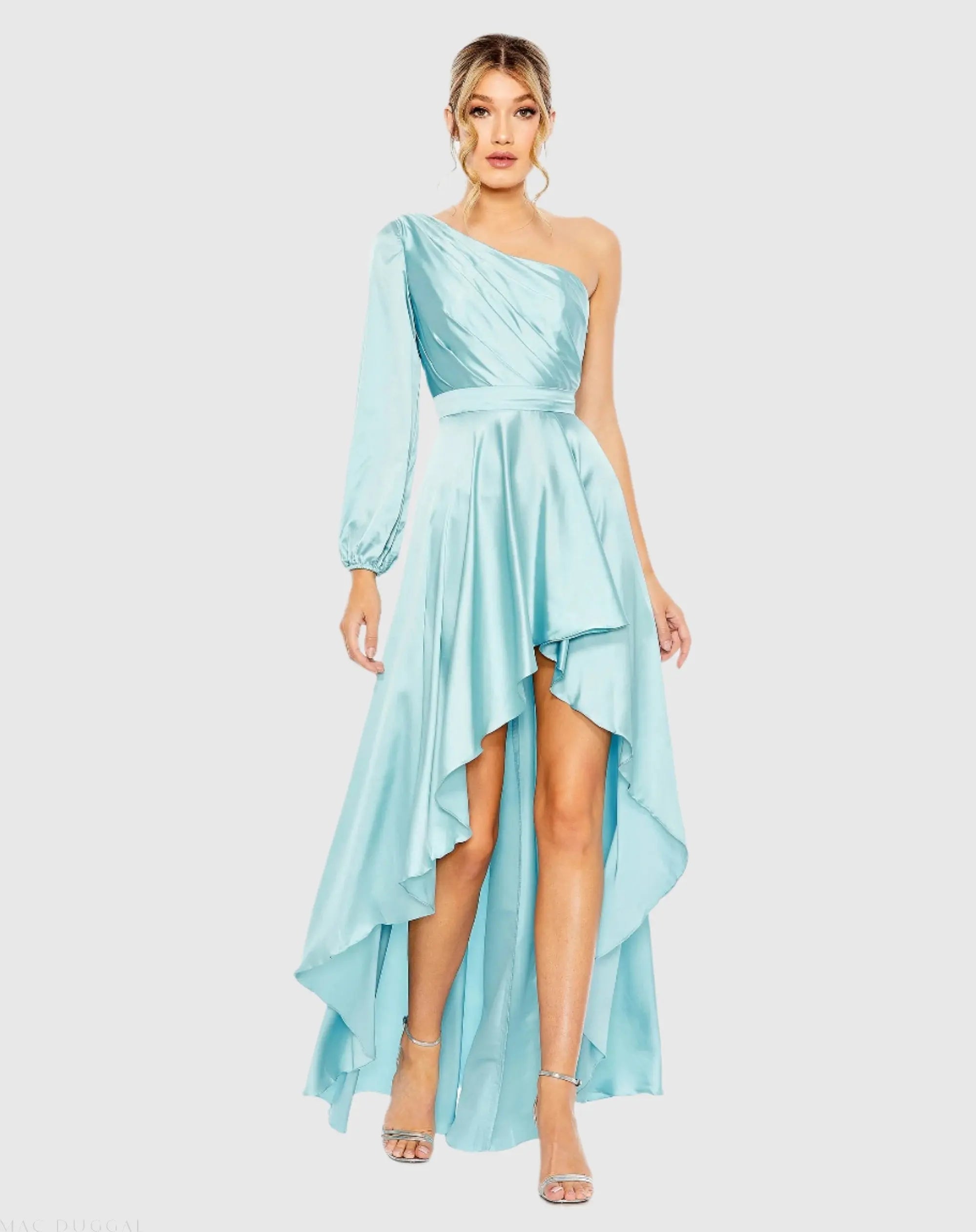 High Low One Shoulder Flowy Gown-Myartka