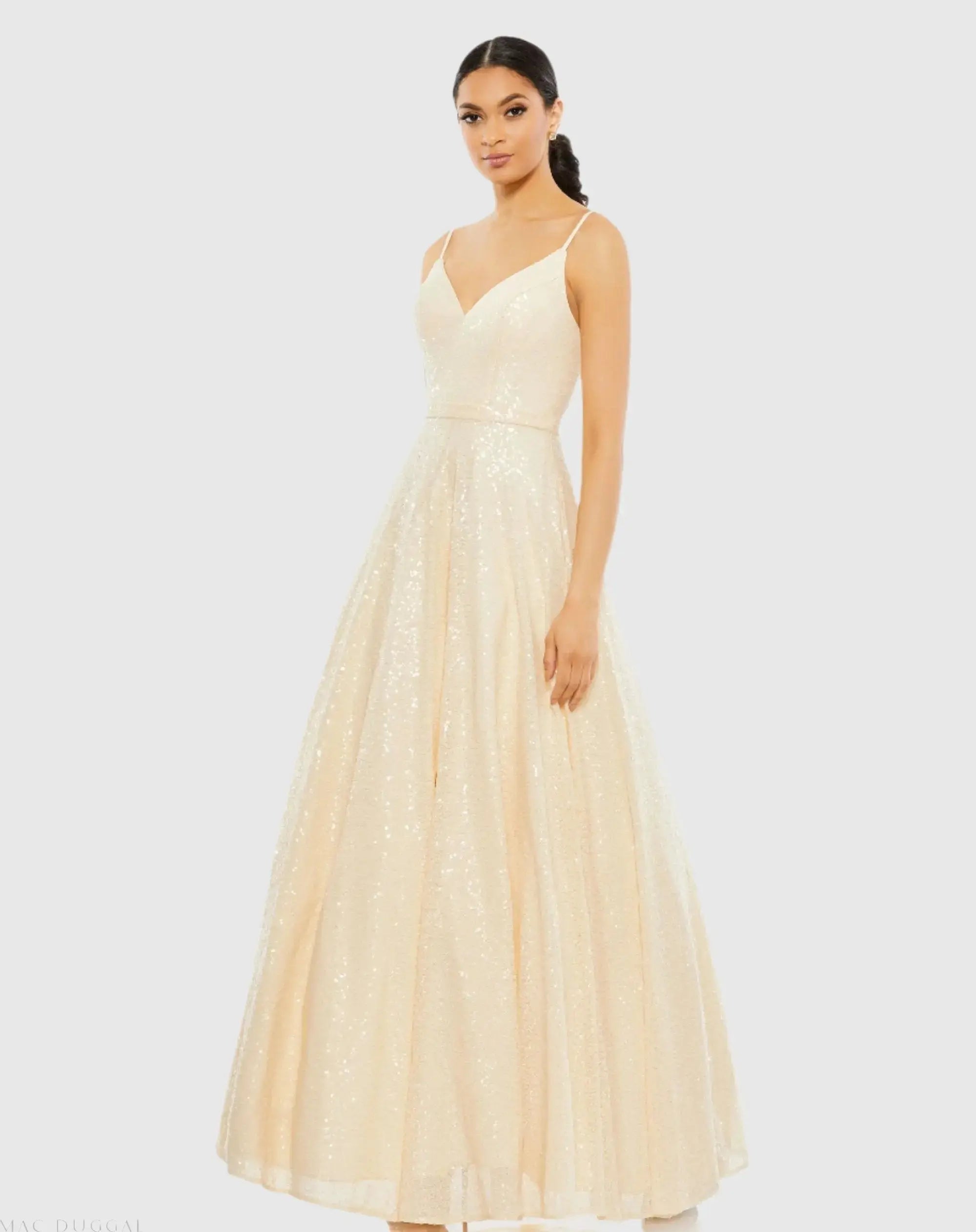 V-Neck Sequined Ball Gown - FINAL SALE-Myartka