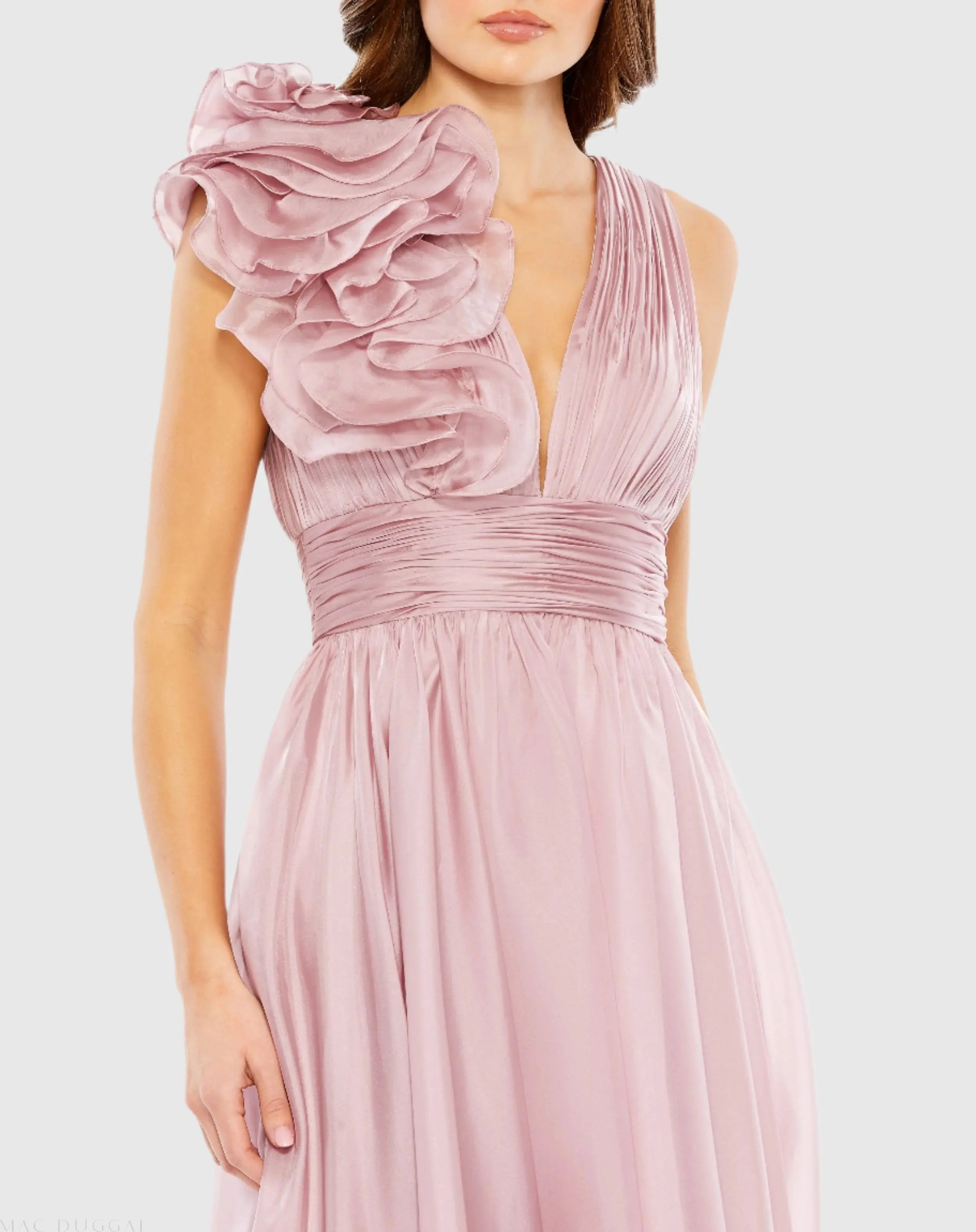 Pink Sleeveless Chiffon A-Line Tea Length Cocktail Dress-Myartka