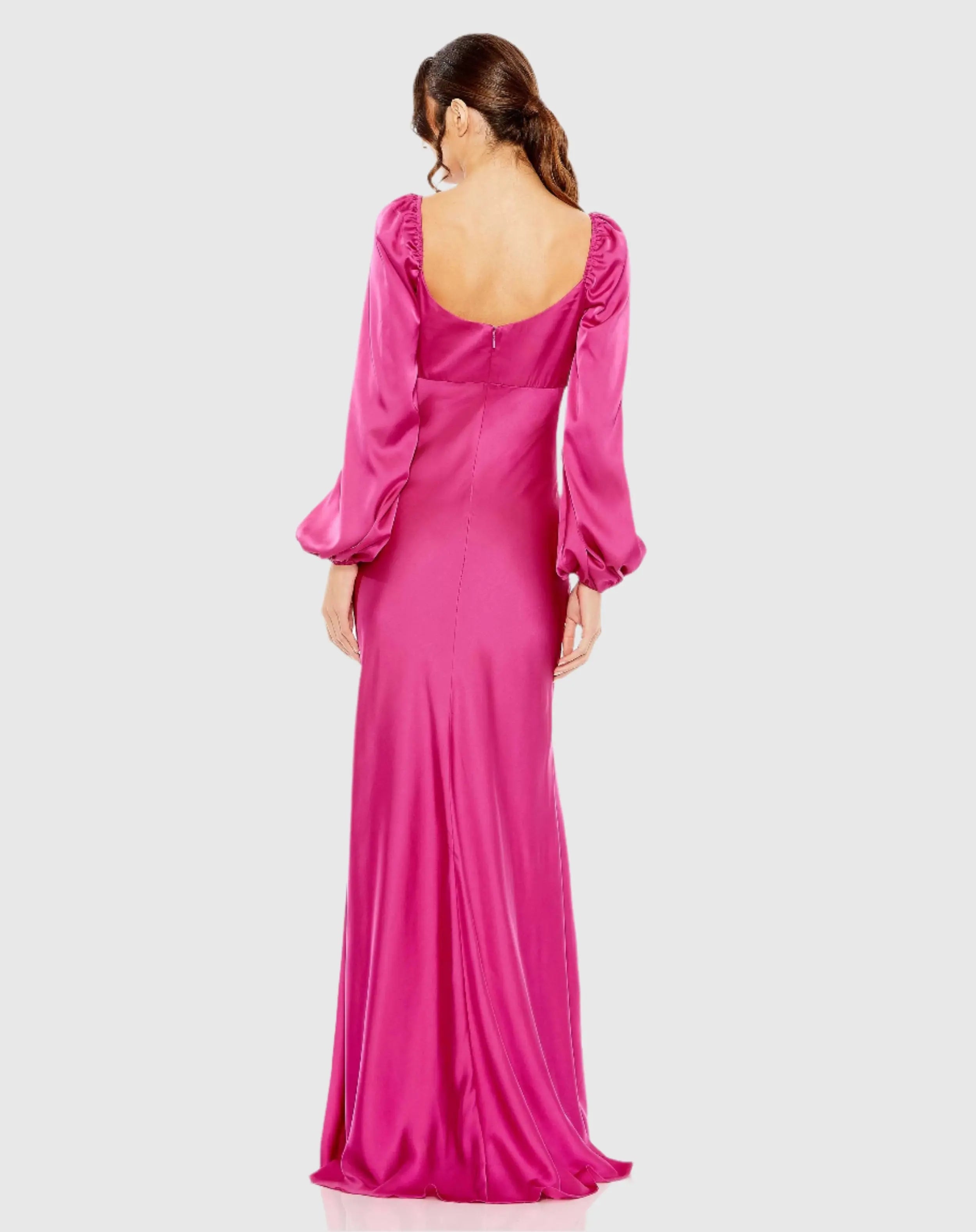 Pink Sweetheart Neckline Puff Sleeve Gown-Myartka