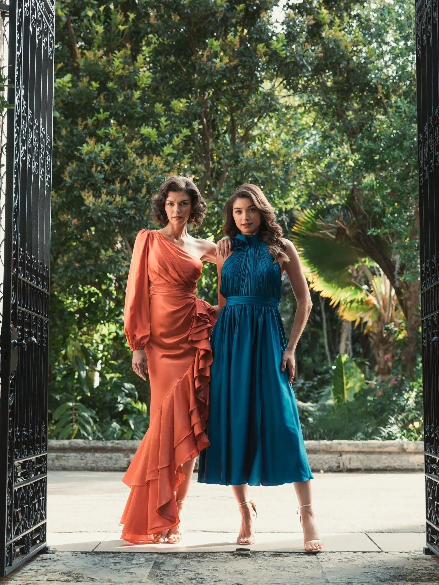 Orange One Sleeve Cut Out Asymmetrical Ruffled Gown - FINAL SALE-Myartka