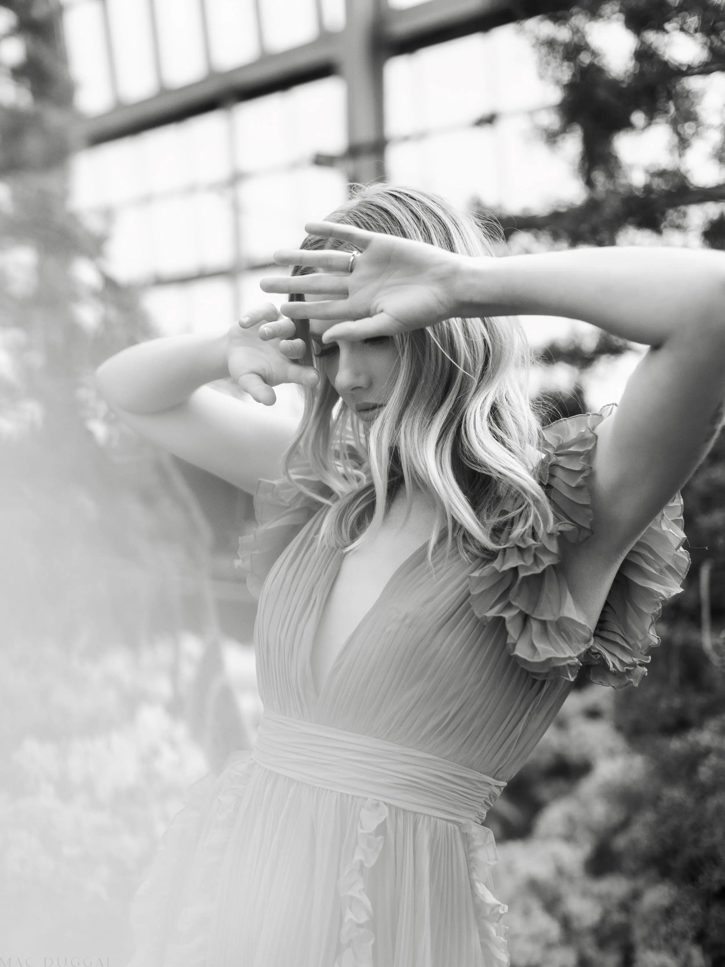 Pink Pleated Ruffle Cap Sleeve Flowy A Line Gown-Myartka