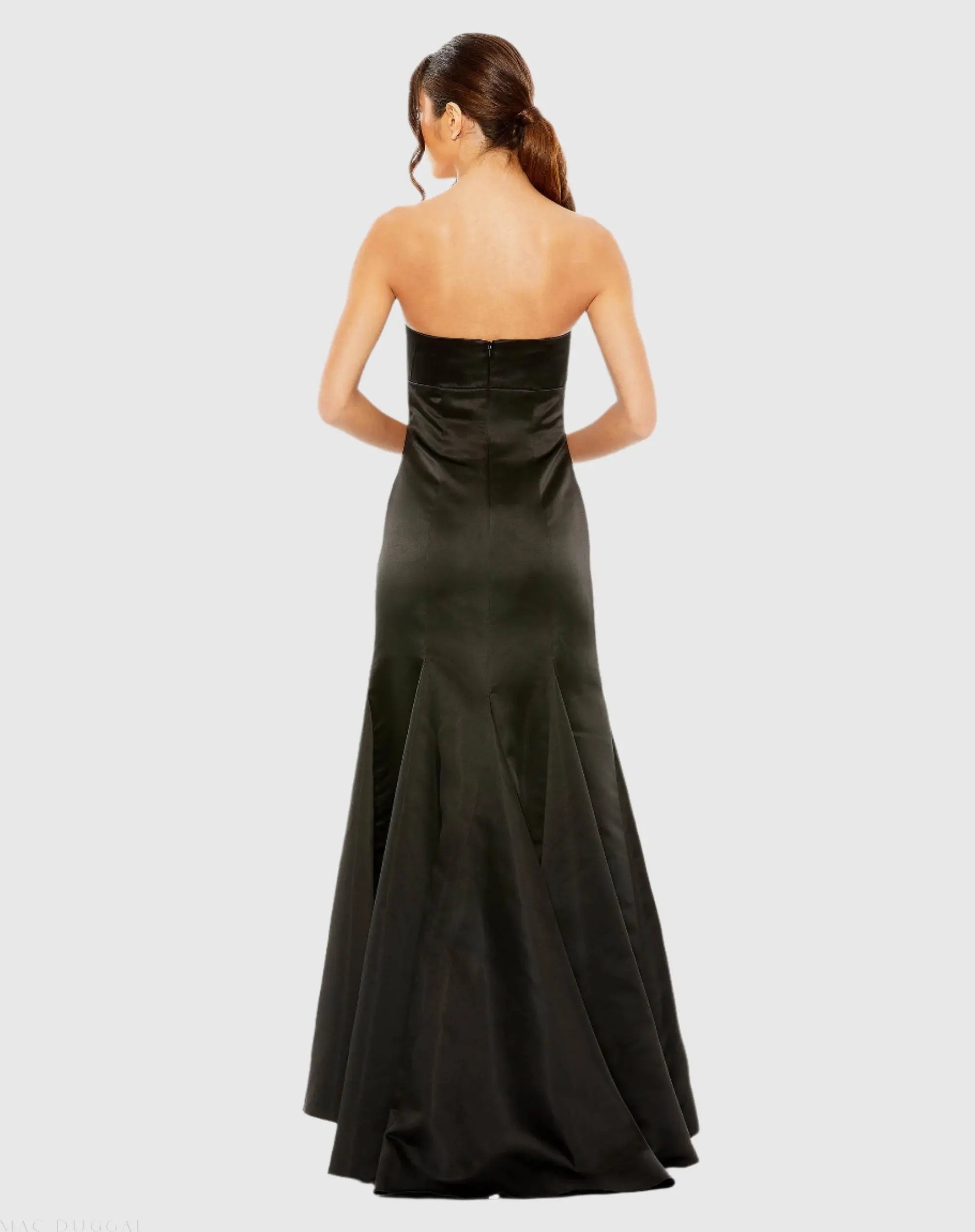 Black Strapless Bow Mermaid Gown-Myartka