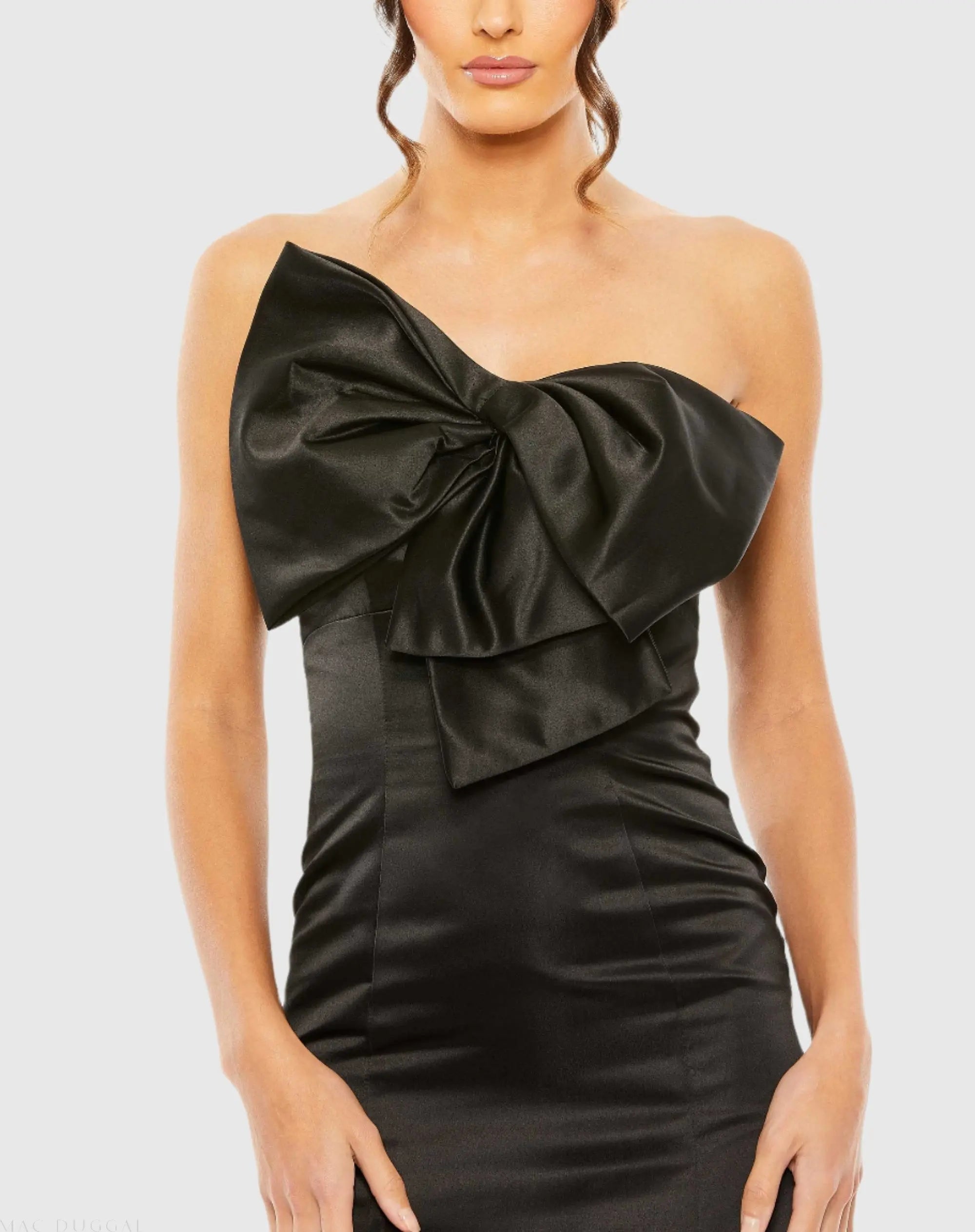 Black Strapless Bow Mermaid Gown-Myartka