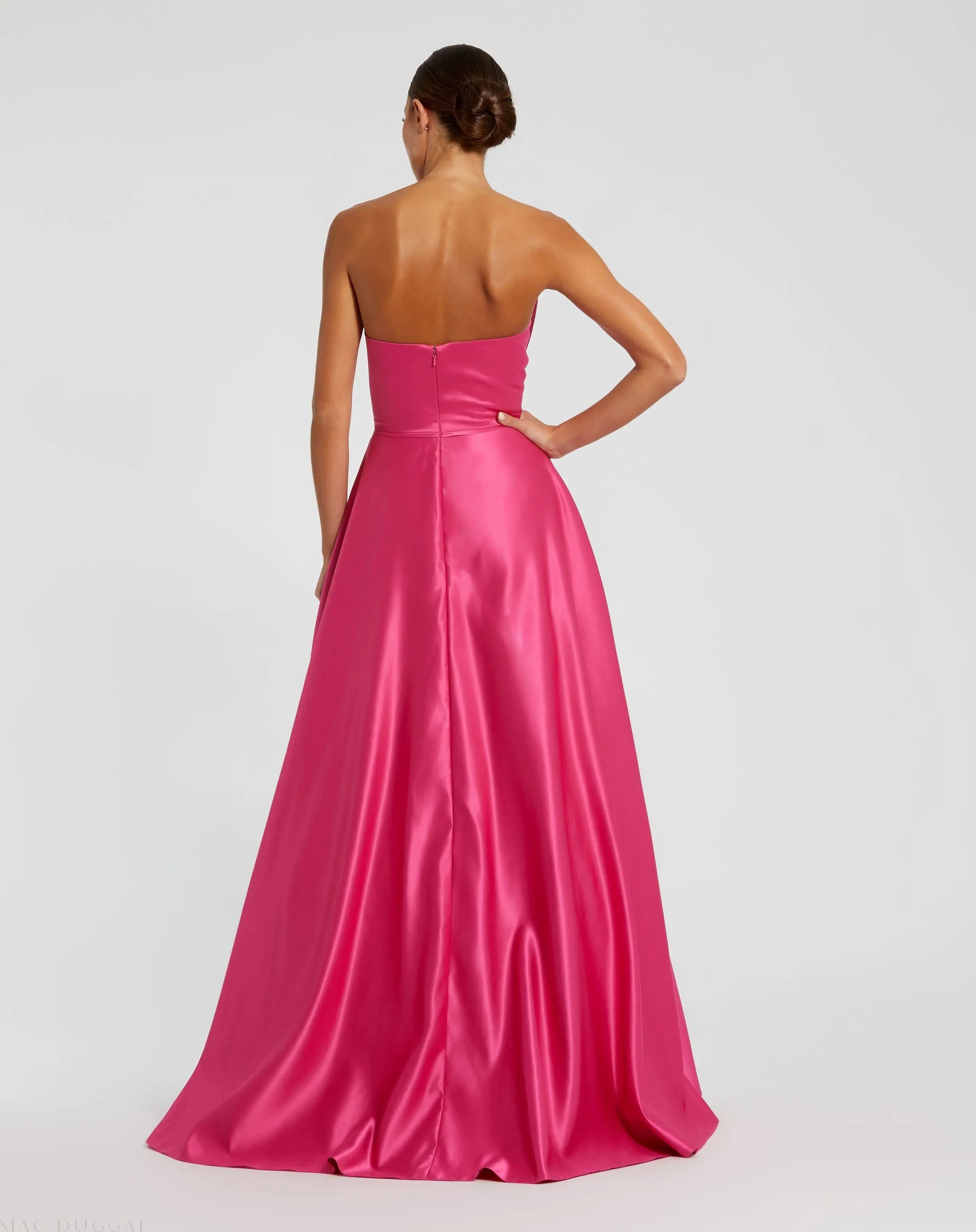 Pink Strapless A-Line Bow Ballgown-Myartka