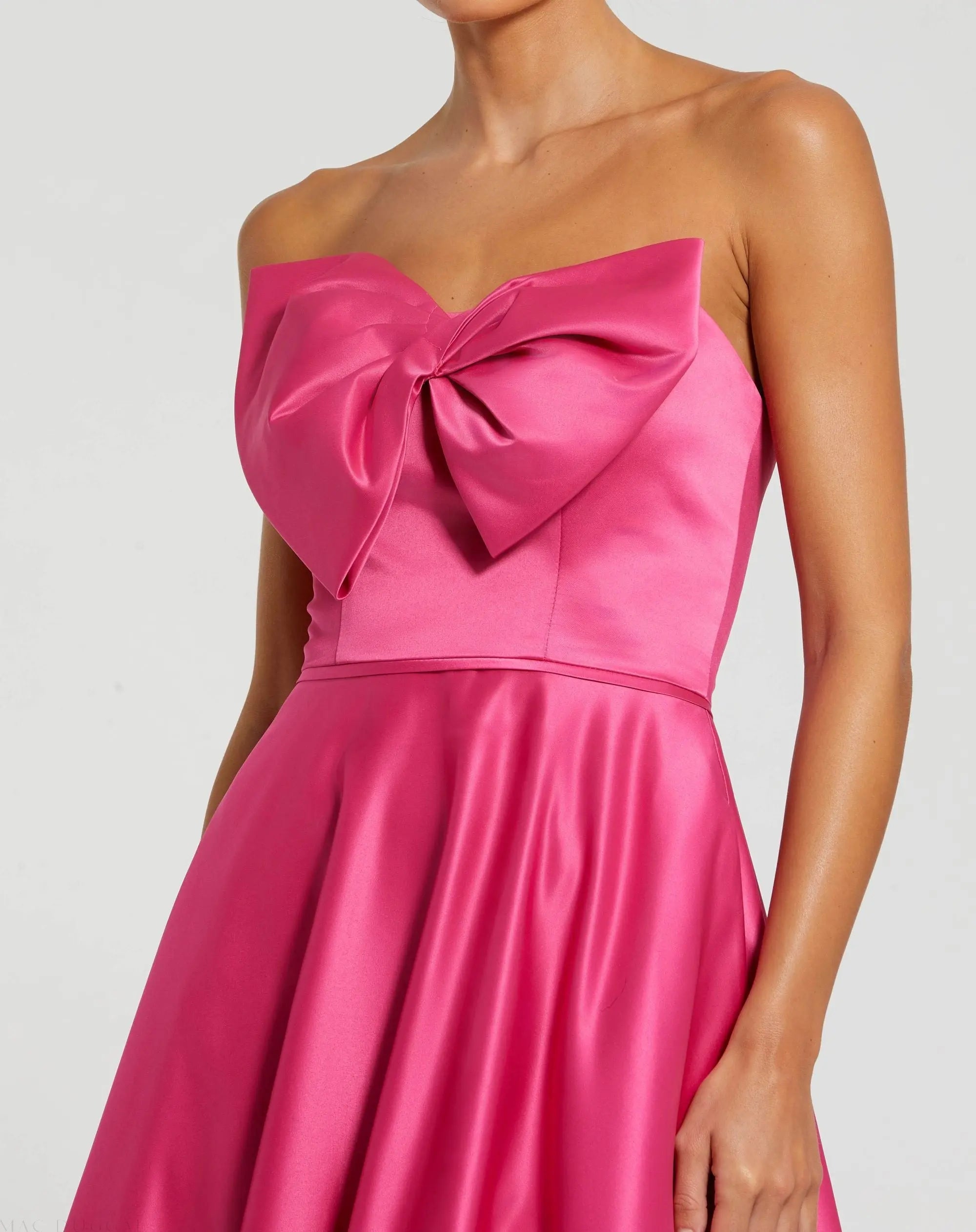 Pink Strapless A-Line Bow Ballgown-Myartka