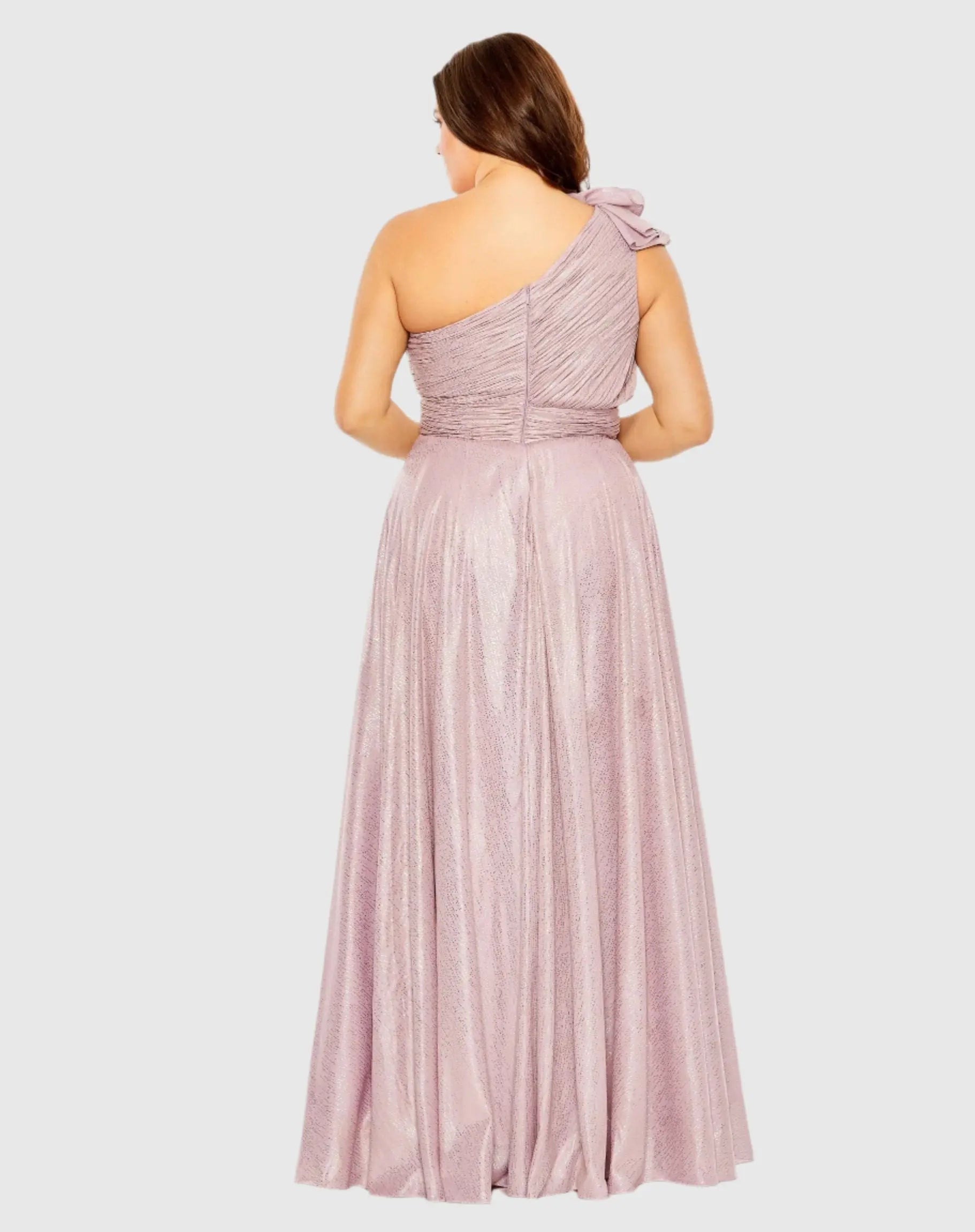 Purple Floral Detail One Shoulder Gown (Plus)-Myartka