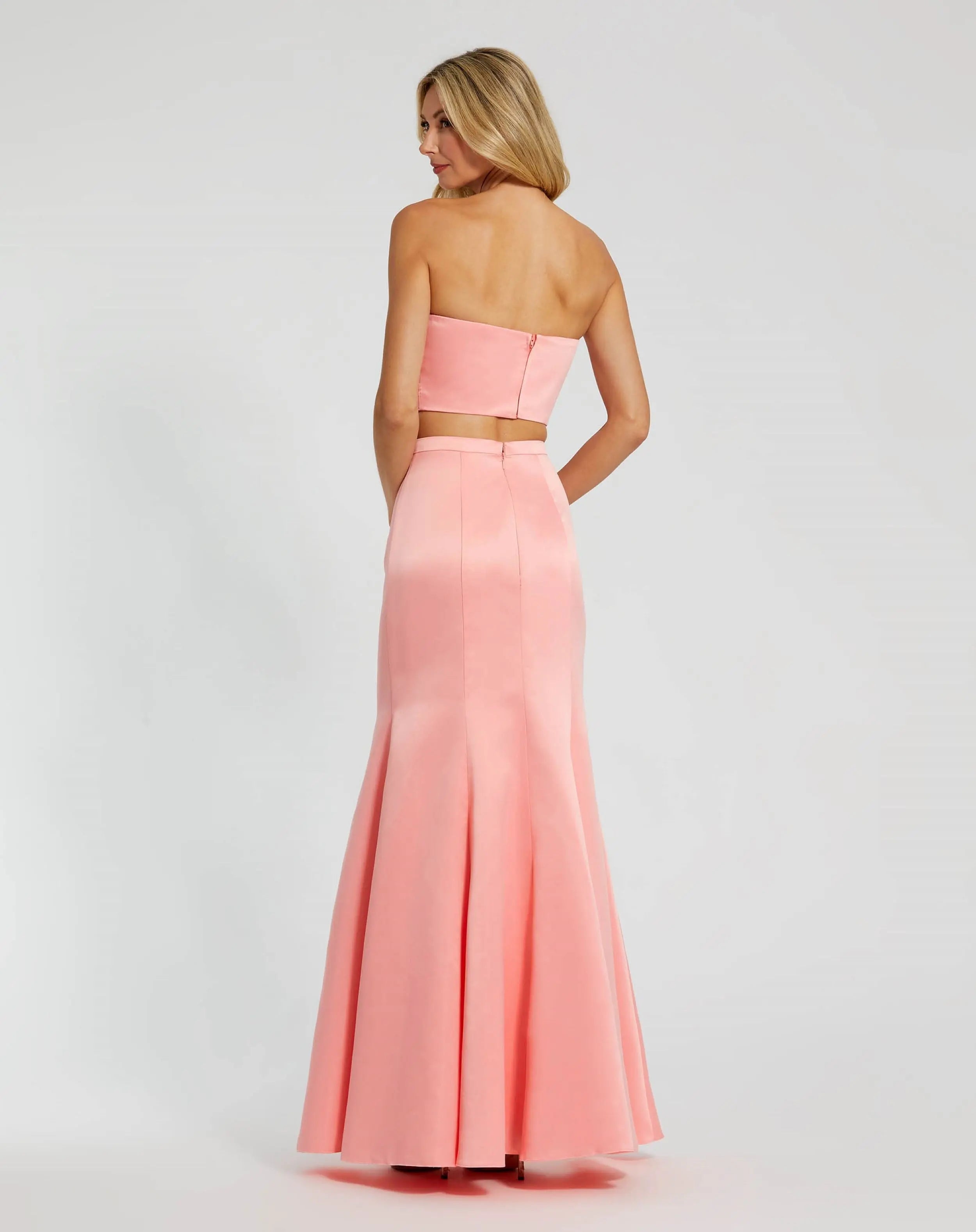 Pink Strapless Bow Top and Mermaid Skirt 2 Piece Set-Myartka