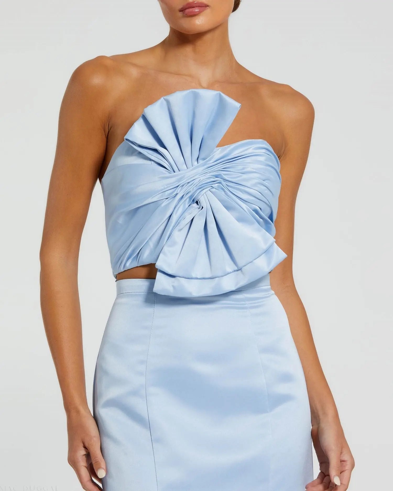 Blue Strapless Bow Top and Mermaid Skirt 2 Piece Set-Myartka