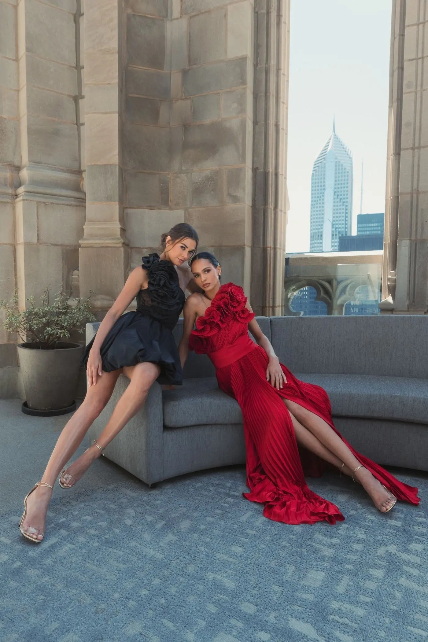 Black Taffeta One Shoulder Ruffle Bubble Mini Dress-Myartka