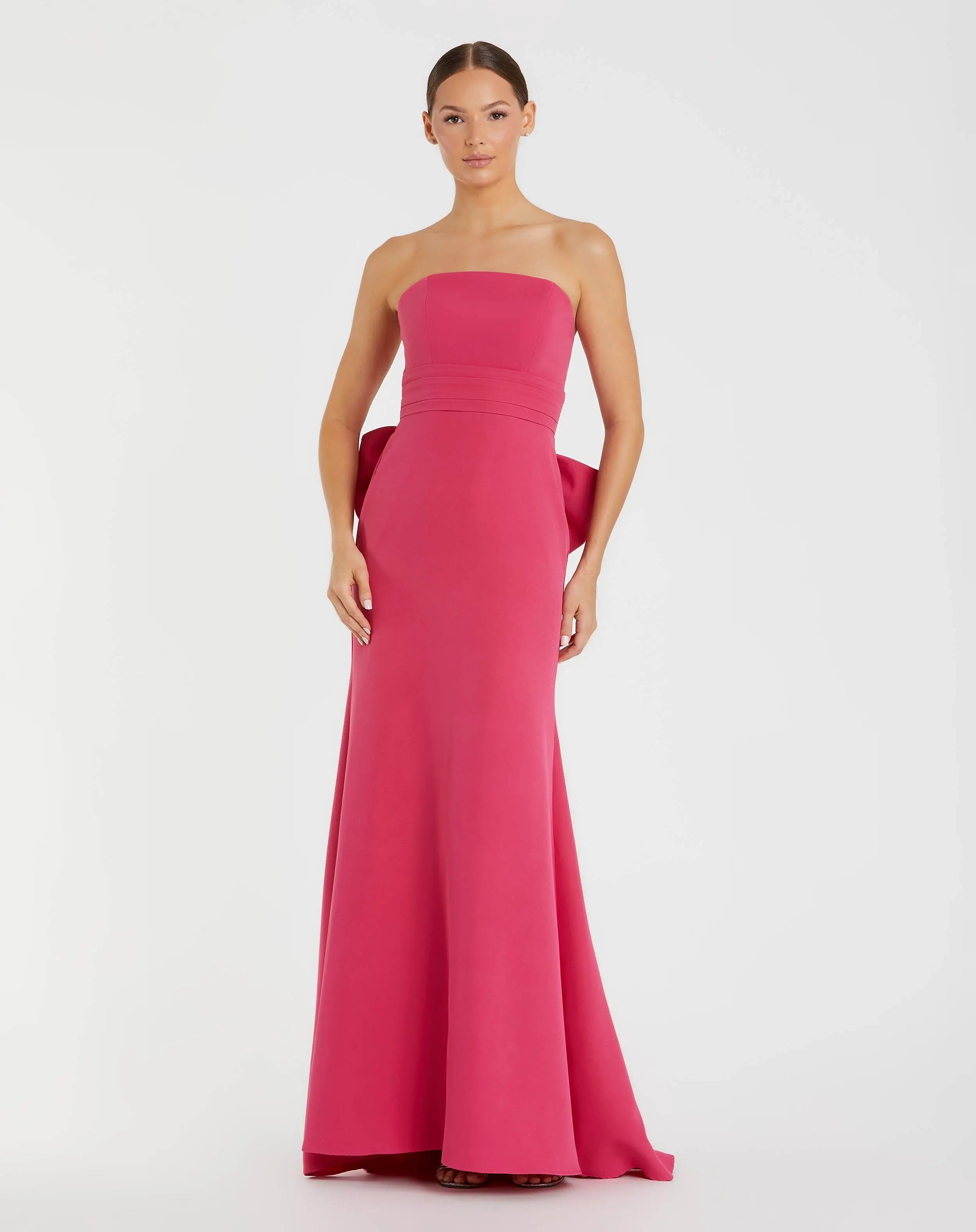 Pink Strapless Gown With Oversized Bow-Myartka