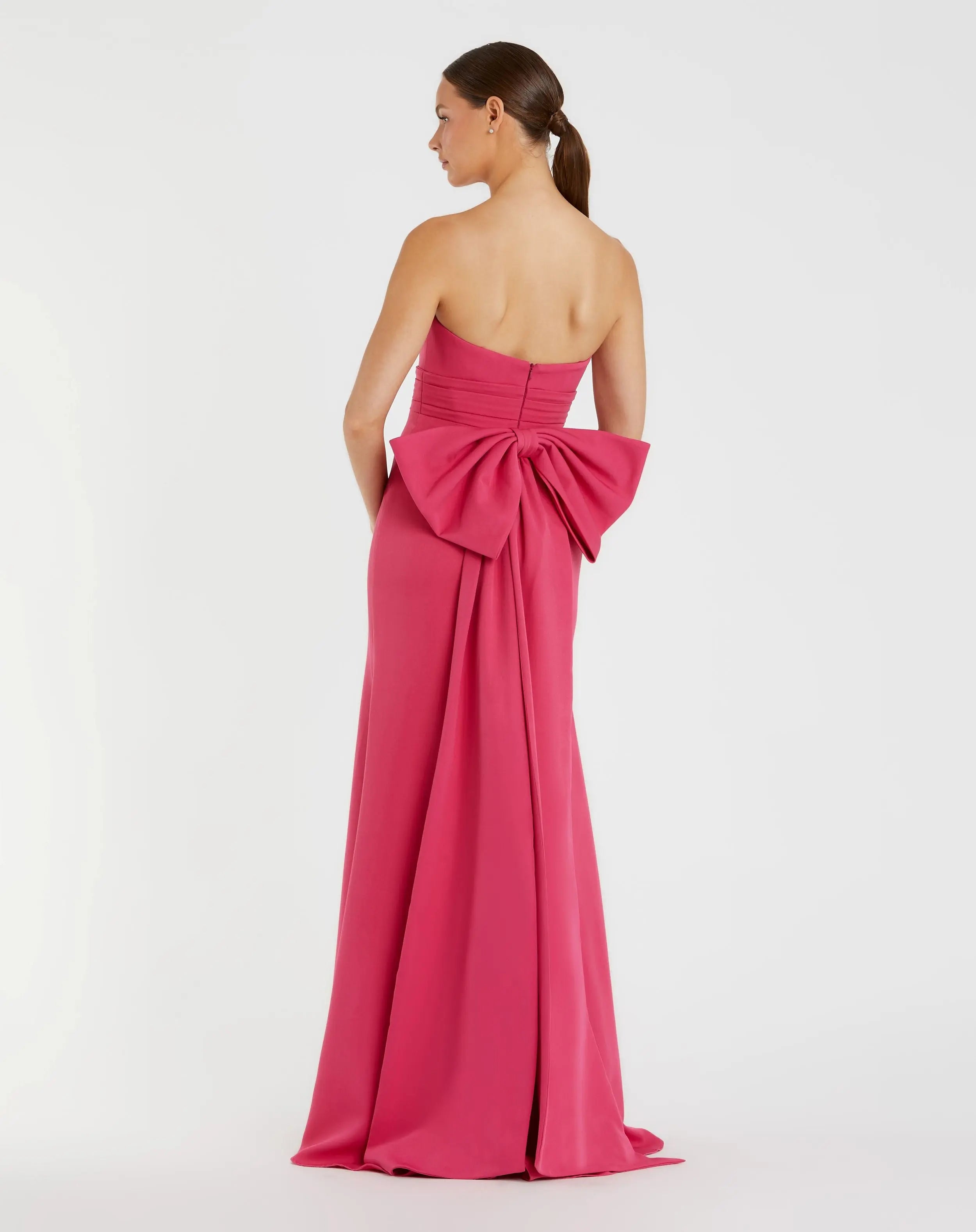 Pink Strapless Gown With Oversized Bow-Myartka