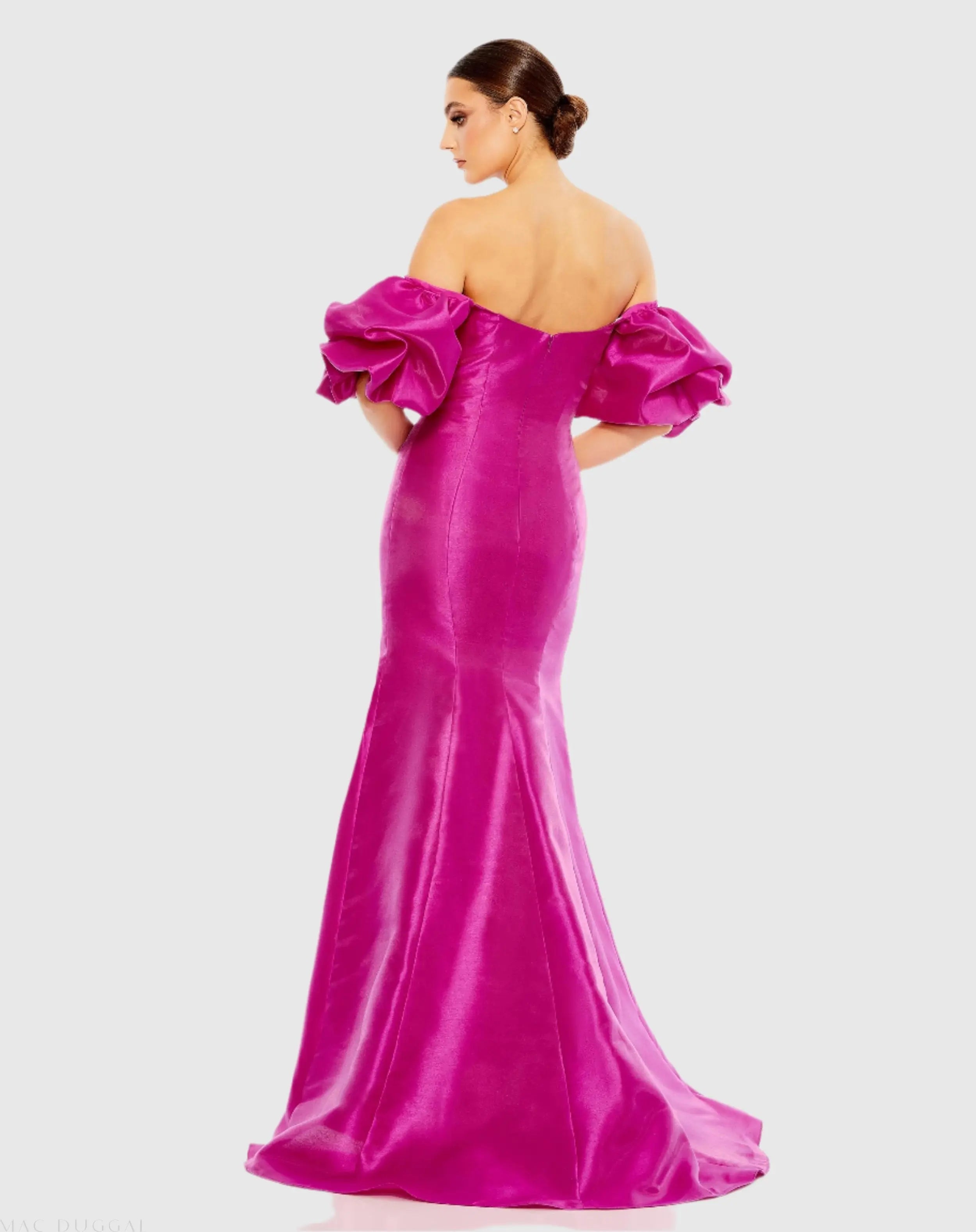 Pink Sweetheart Off The Shoulder Puff Sleeve Gown-Myartka