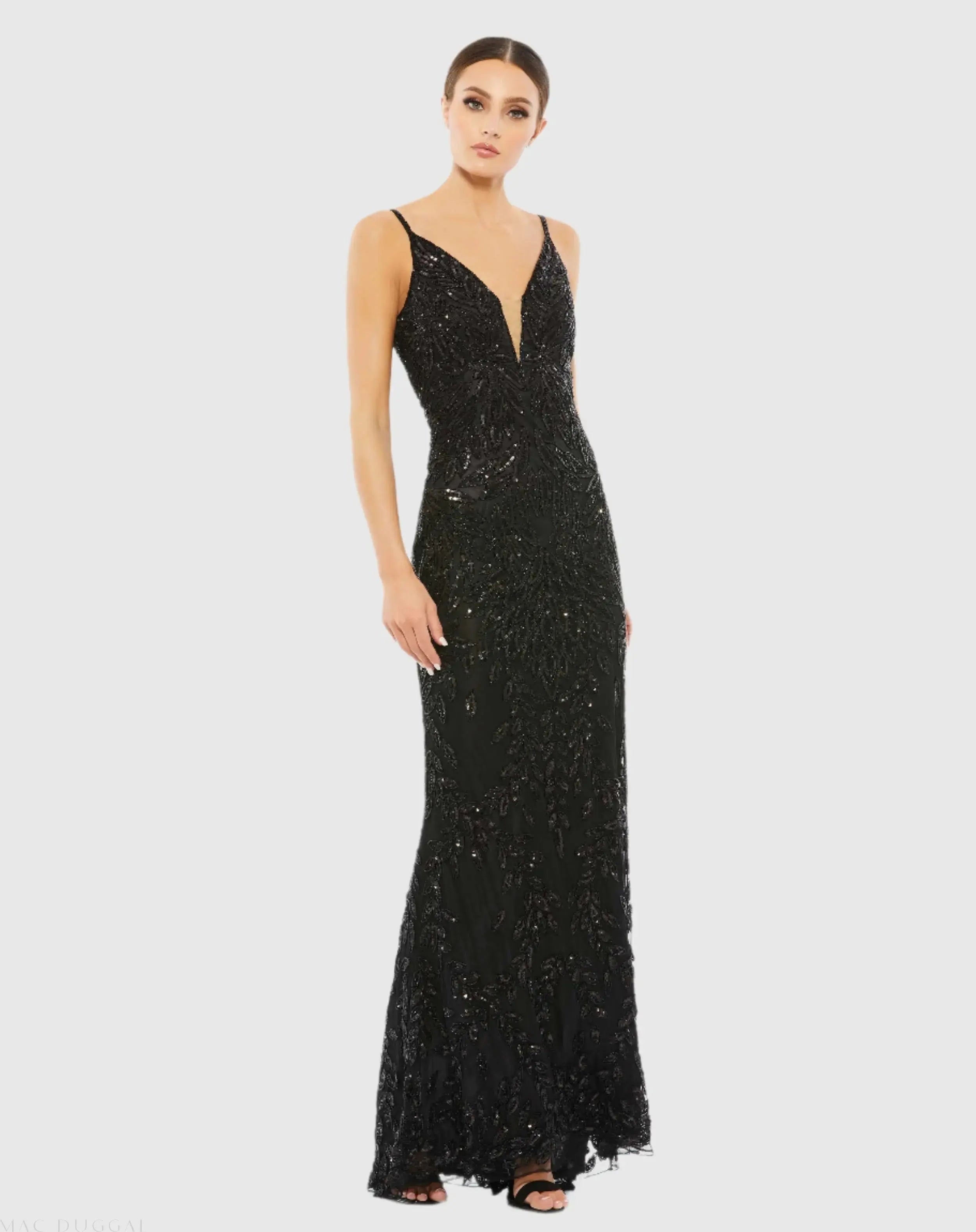 Embellished Leaf Evening Gown-Myartka
