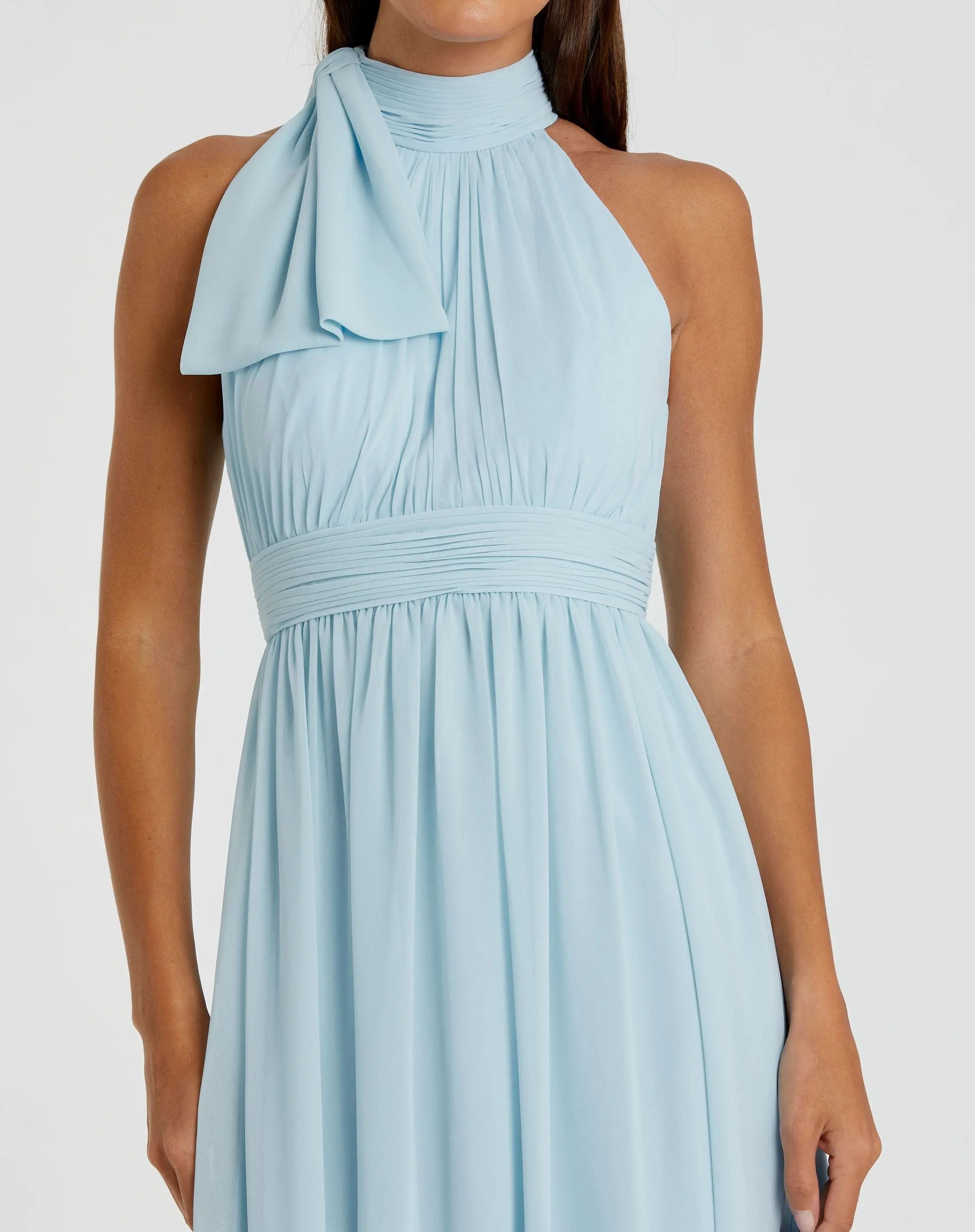 Blue High Neck Chiffon Gown-Myartka