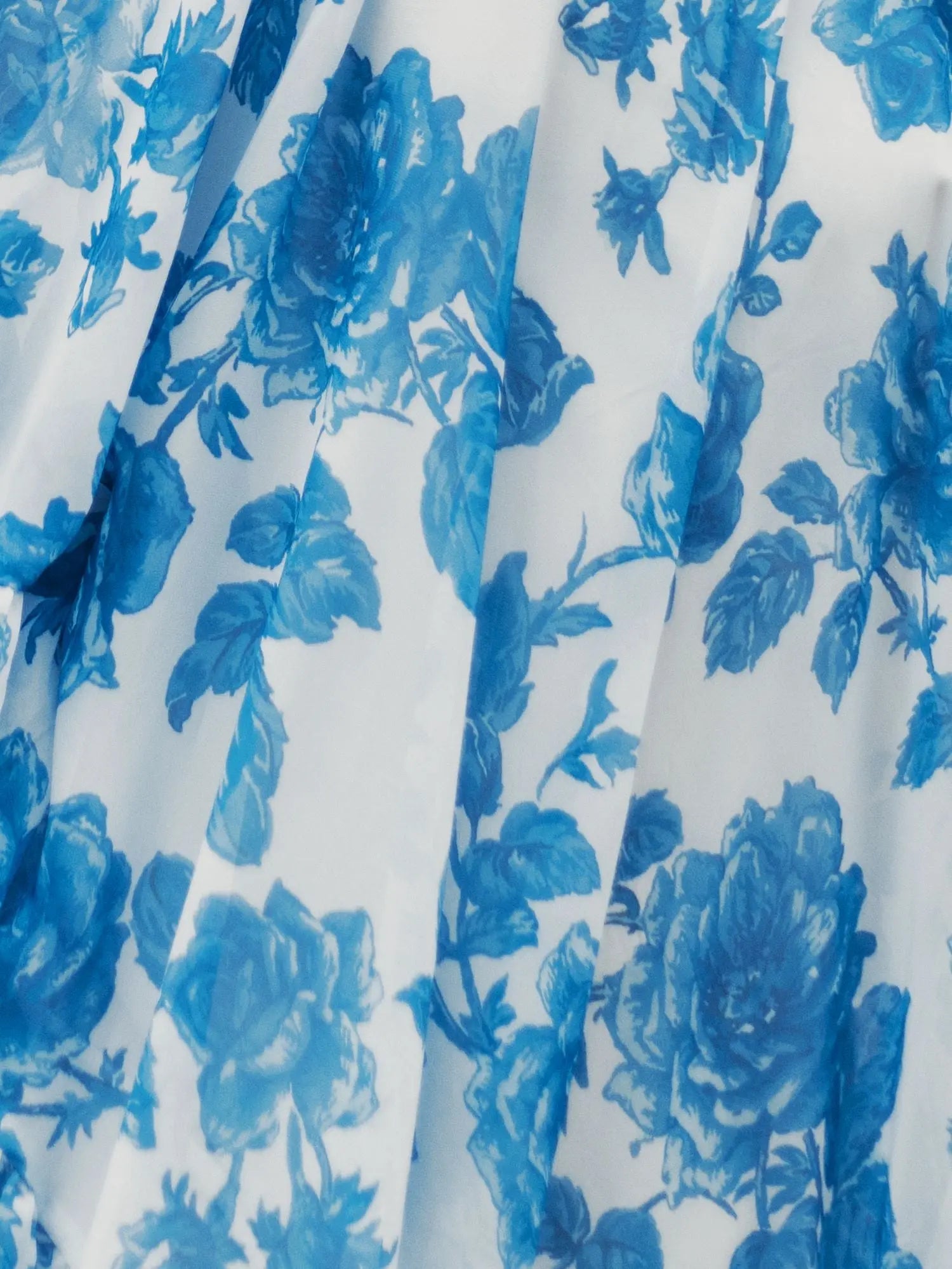 White and Blue Floral Print One Shoulder Cape Dress-Myartka