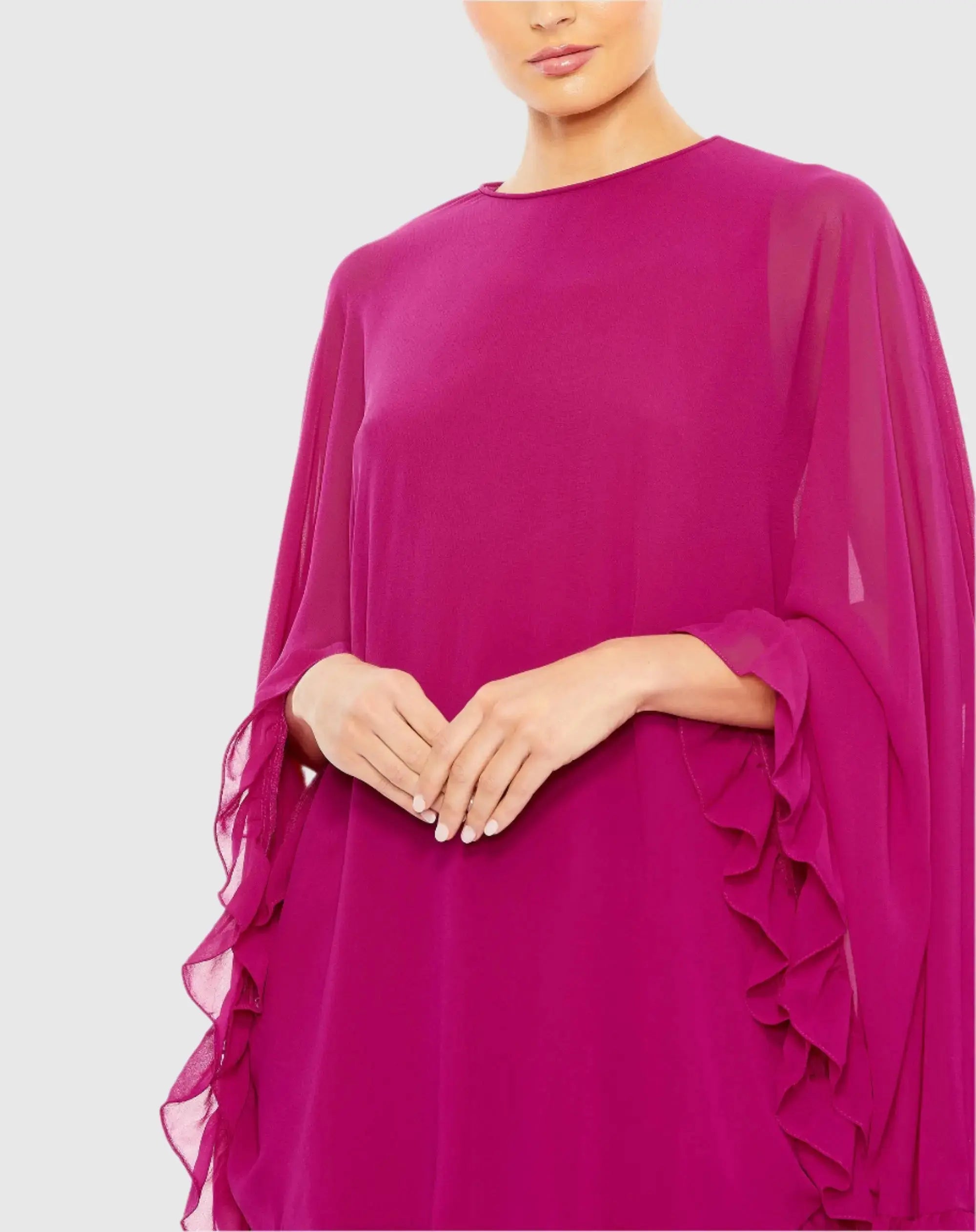 Pink High Neck Ruffle Hem Cape Mini Dress-Myartka