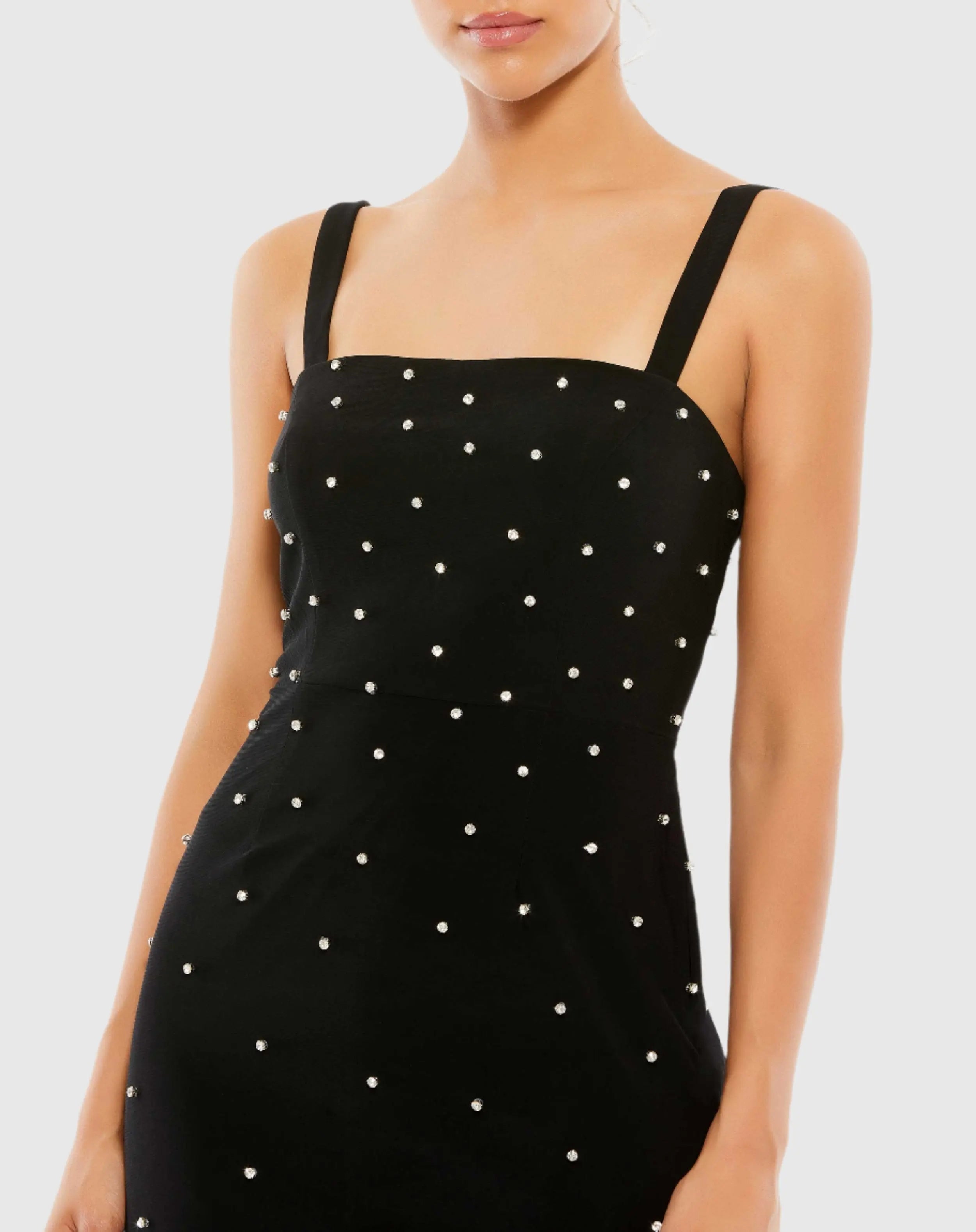 Black Sleeveless Rhinestone Embellished Mini Dress - FINAL SALE-Myartka