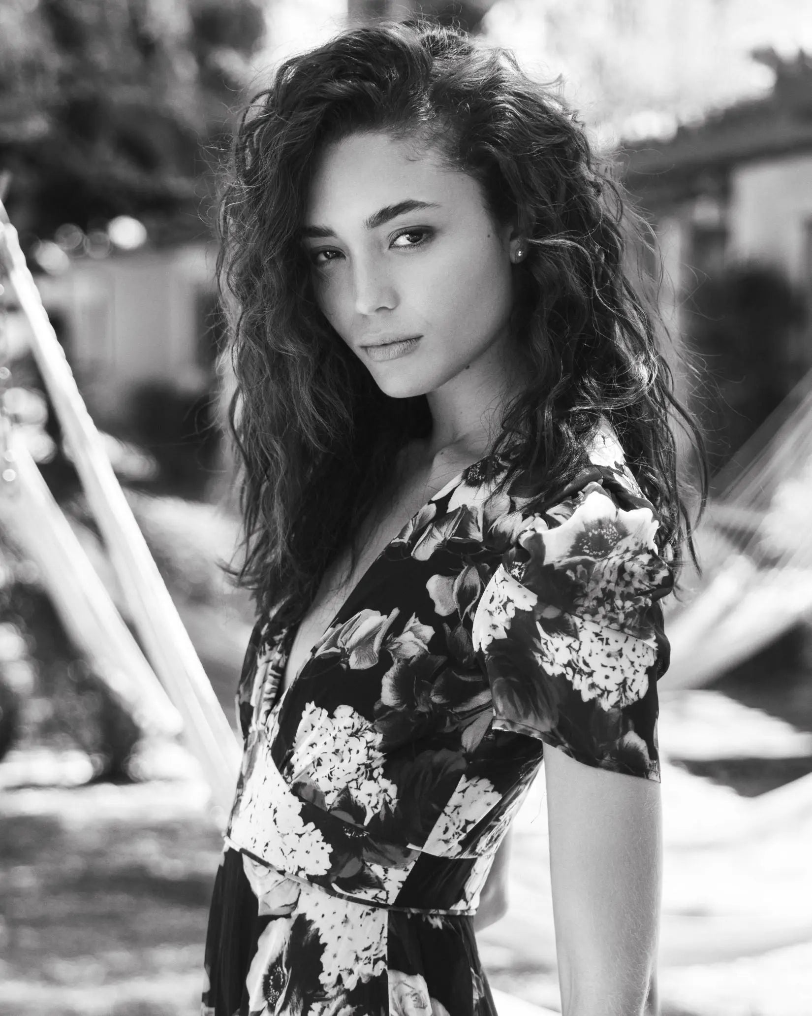 Black Floral Print Mesh Short Sleeve Gown-Myartka