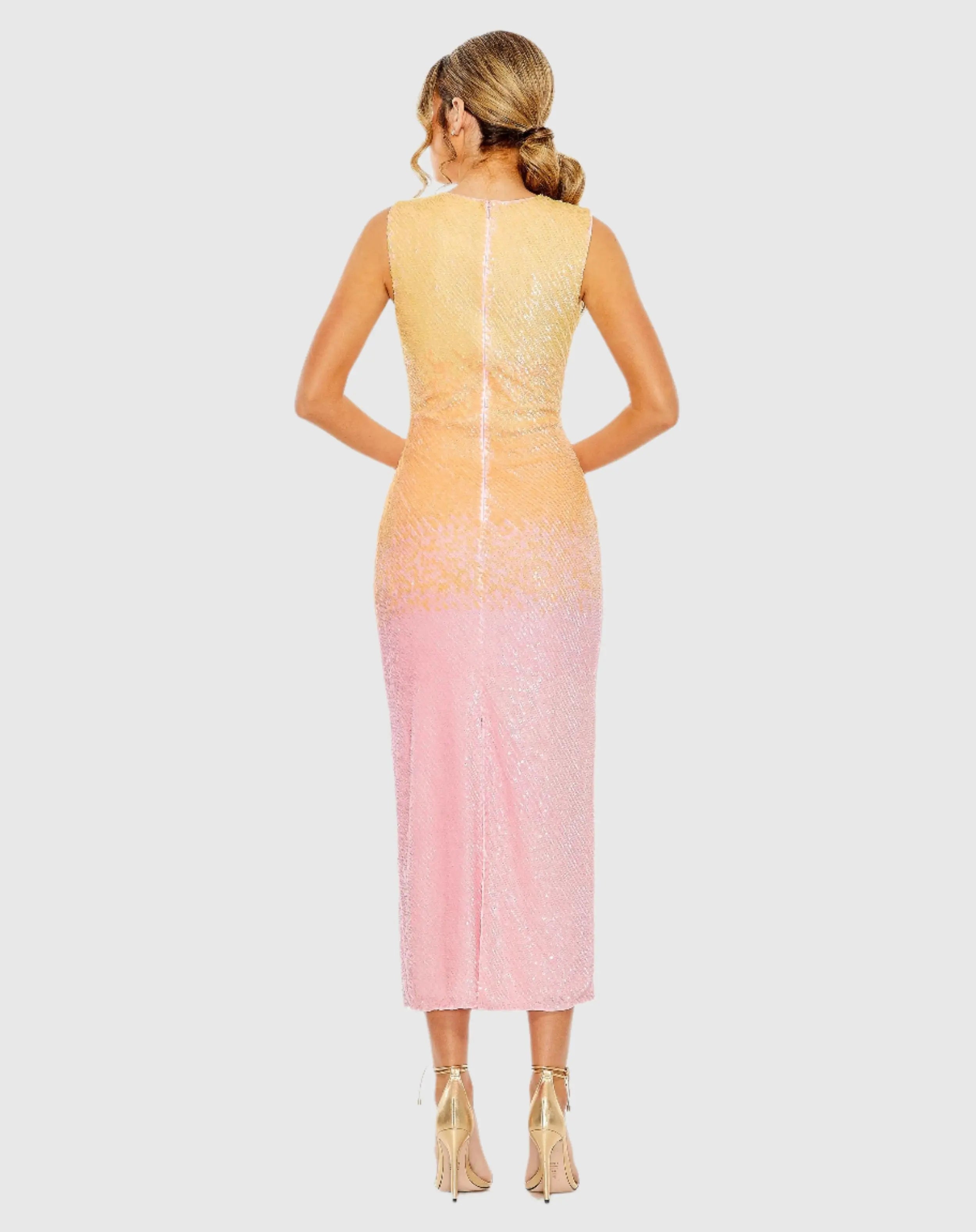 Multicolor High Neck Ombre Sequin Cocktail Dress - FINAL SALE-Myartka