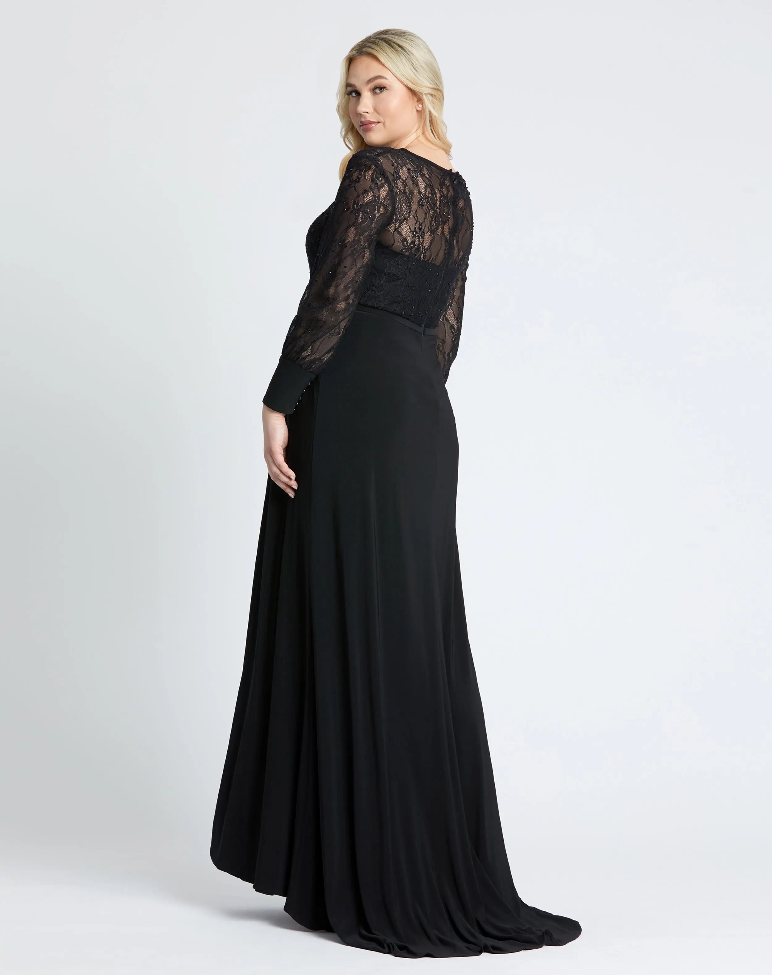 Black Sequin Lace Evening Gown (Plus) - FINAL SALE-Myartka