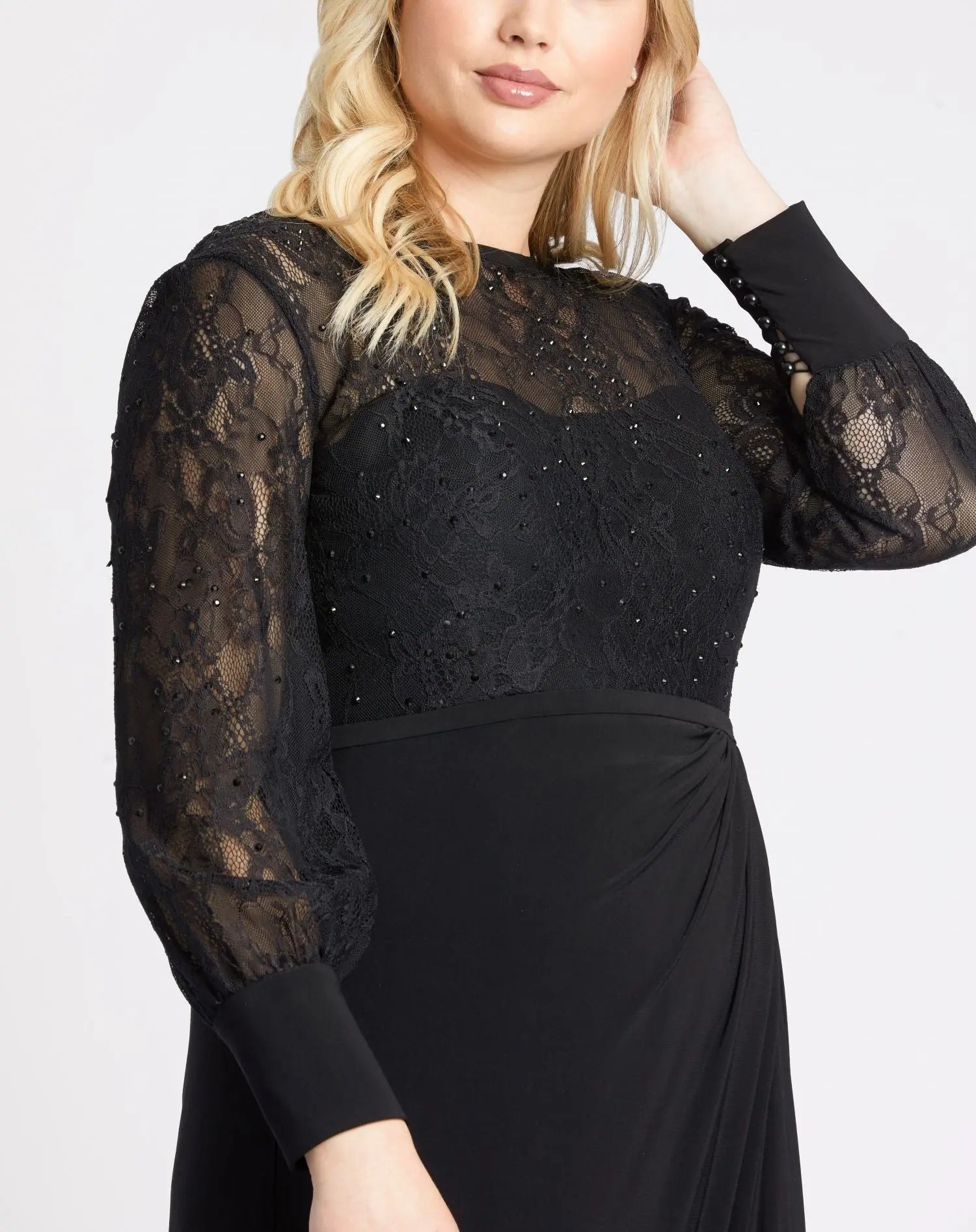 Black Sequin Lace Evening Gown (Plus) - FINAL SALE-Myartka