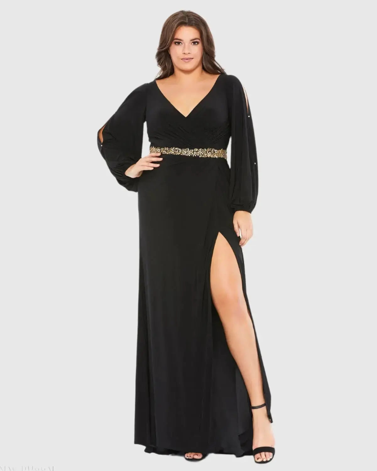 Split Sleeve Surplice Gown (Plus)-Myartka