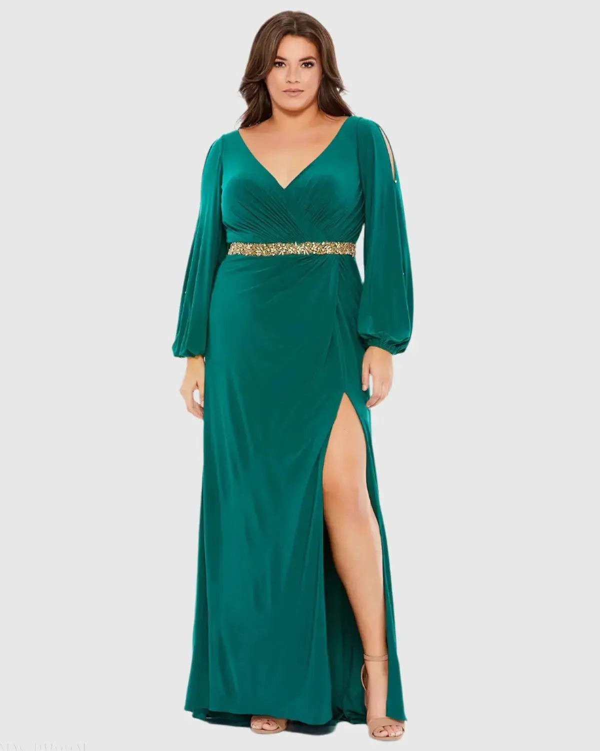 Split Sleeve Surplice Gown (Plus)-Myartka