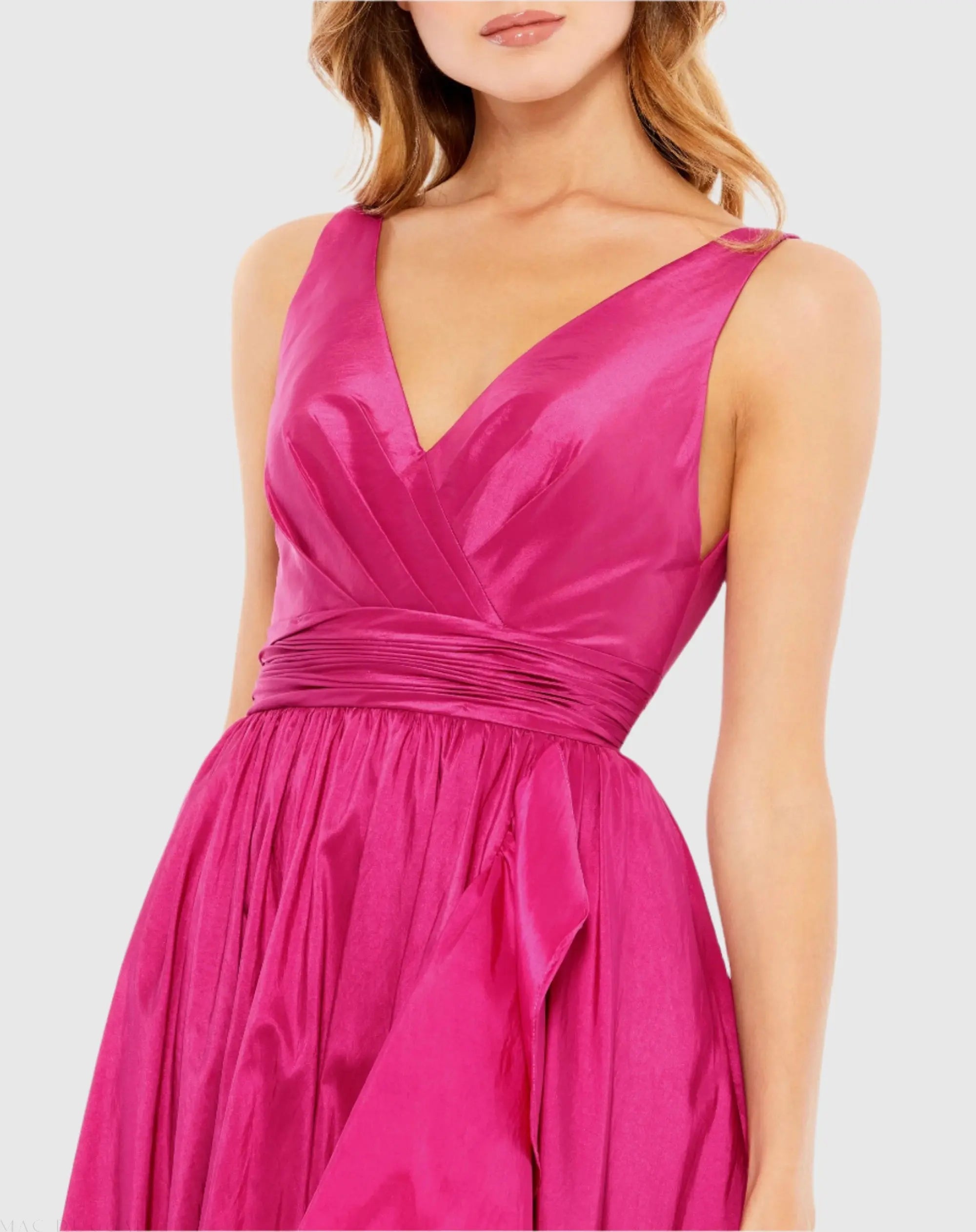 Pink Taffeta High Low Ruffle Gown-Myartka