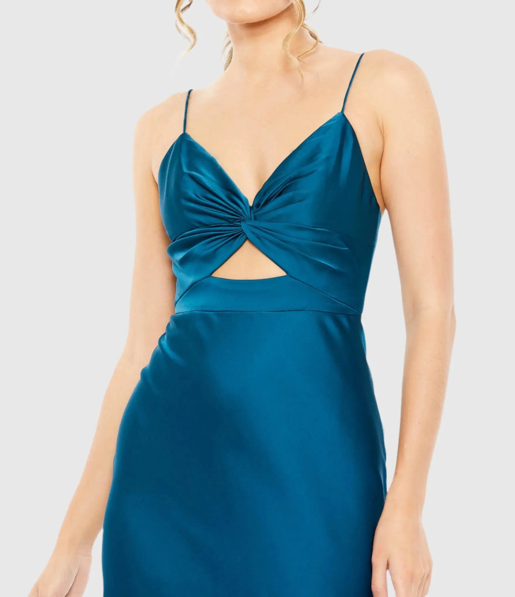 Blue Tie Front with Keyhole Detail Gown-Myartka