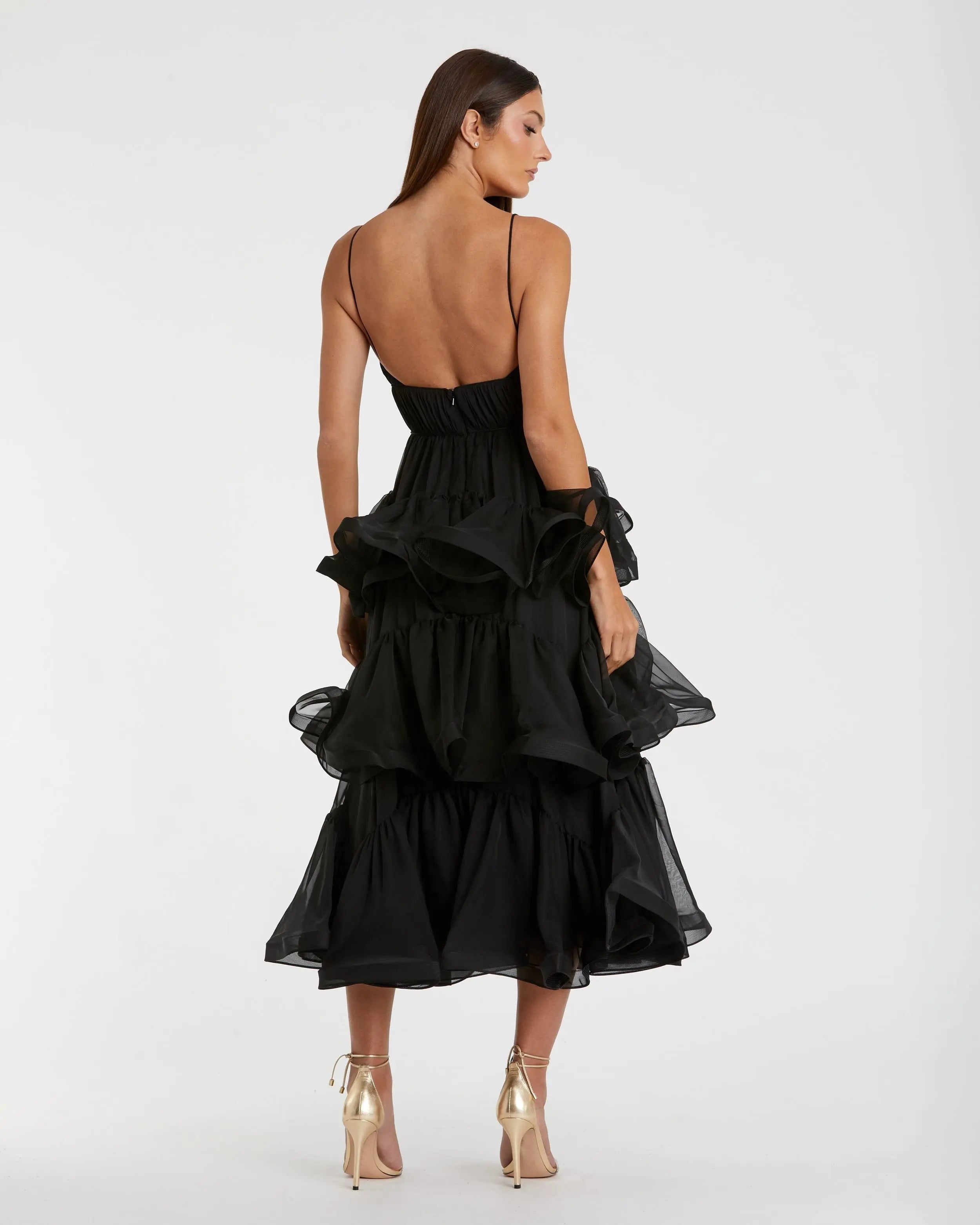 Black Tiered V-Neck Dress - FINAL SALE-Myartka