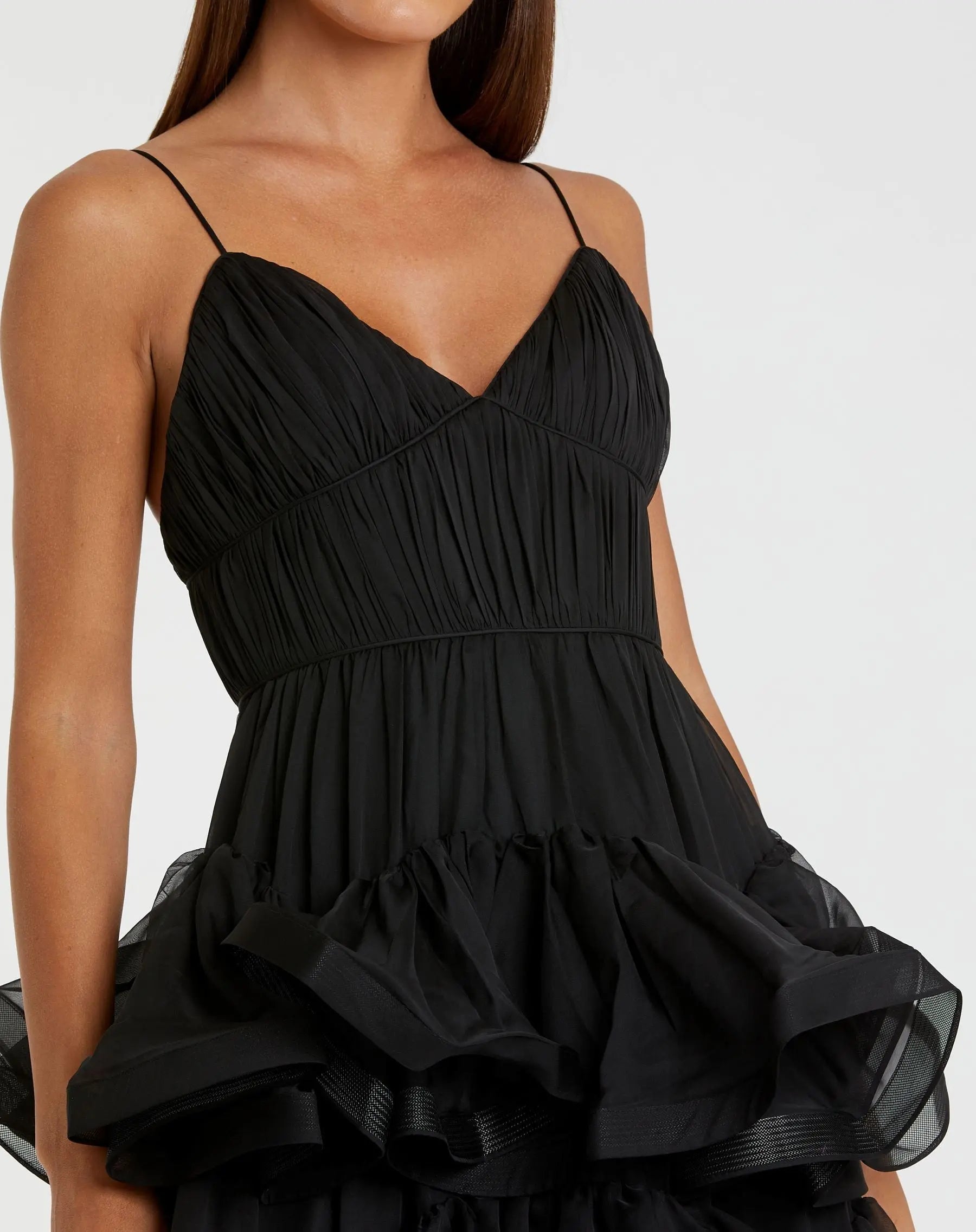 Black Tiered V-Neck Dress - FINAL SALE-Myartka