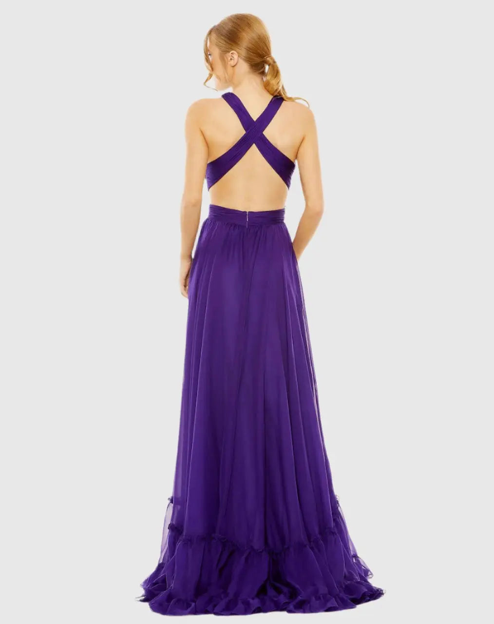 Purple Halter Cutout Keyhole Tiered Gown - FINAL SALE-Myartka