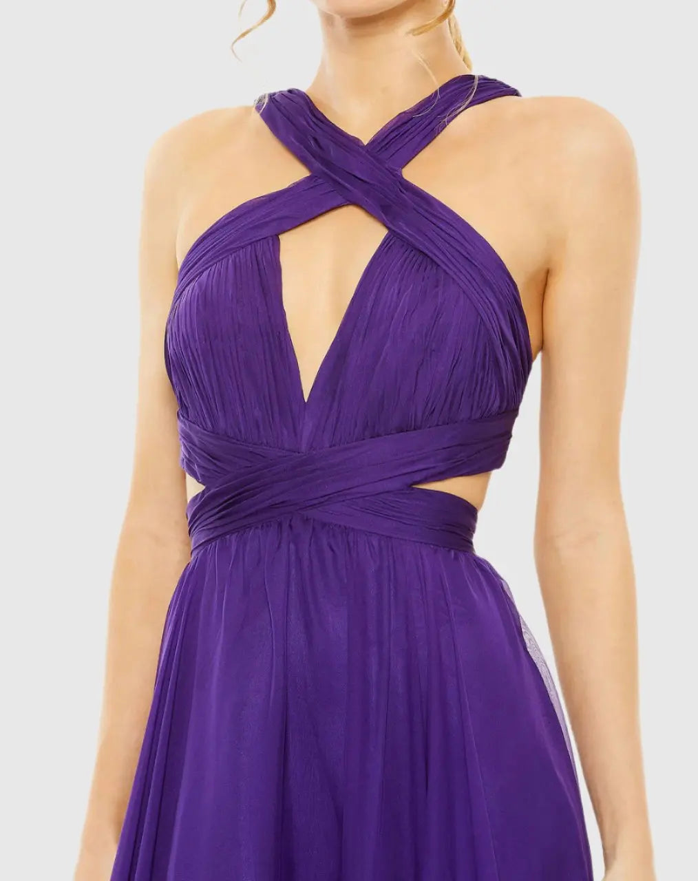 Purple Halter Cutout Keyhole Tiered Gown - FINAL SALE-Myartka