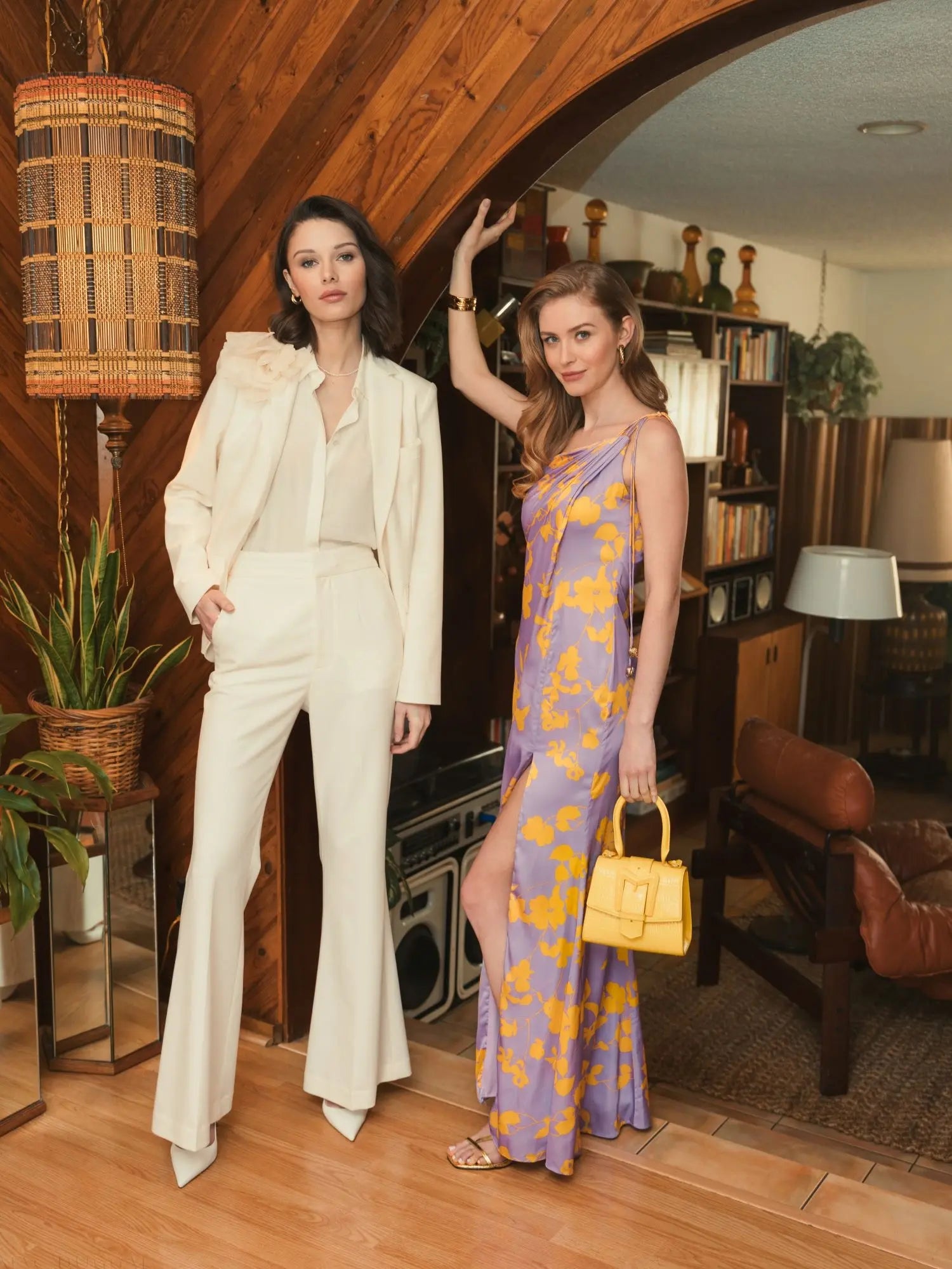 Purple Orchid Floral Printed Charmeuse One Shoulder Maxi Dress With Slit-Myartka