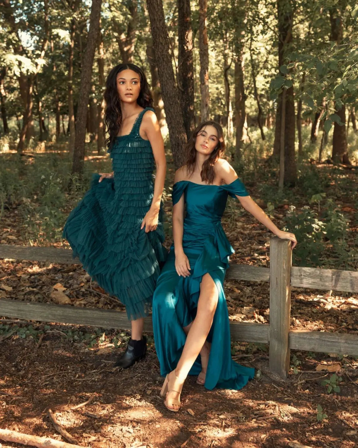 Teal Sleeveless Ruffle Layered Gown-Myartka