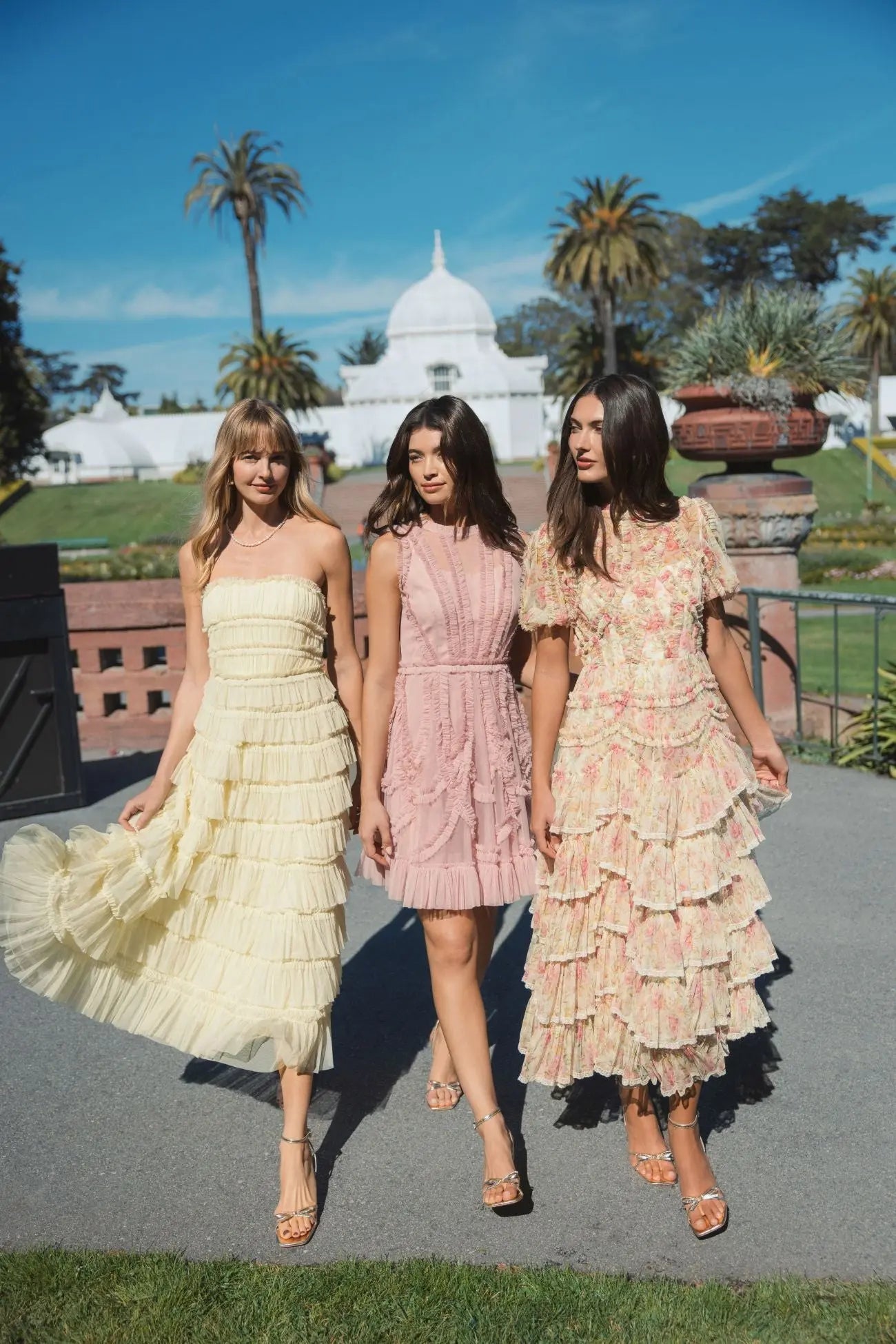 Yellow Micro Ruffle Strapless Midi Dress-Myartka