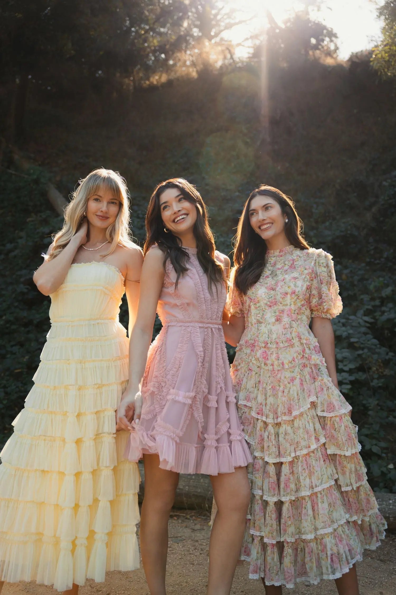 Beige Floral High Neck Midi Dress with Lace Trim-Myartka