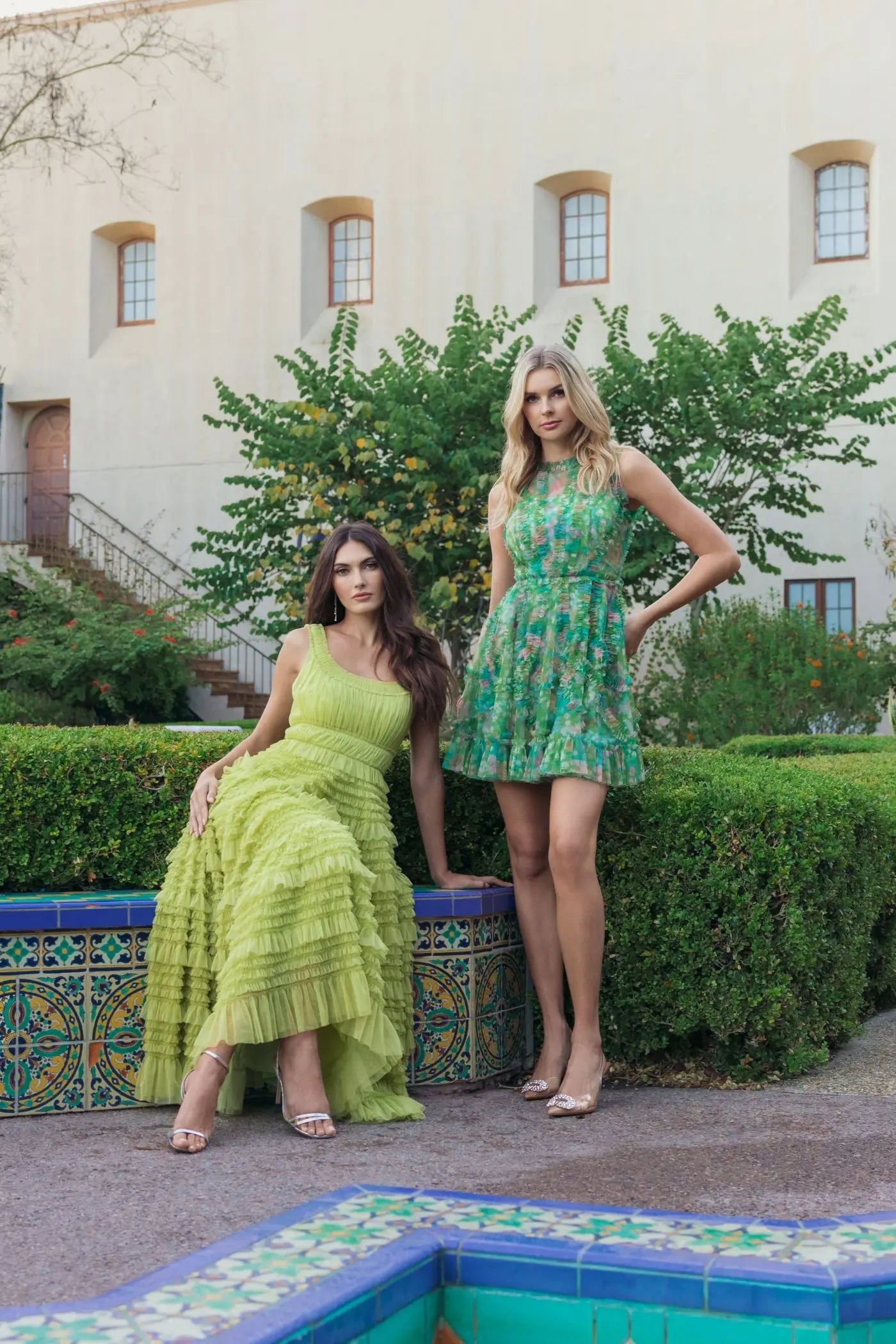 Green Multicolor Micro Ruffle Floral A-Line Mini Dress-Myartka