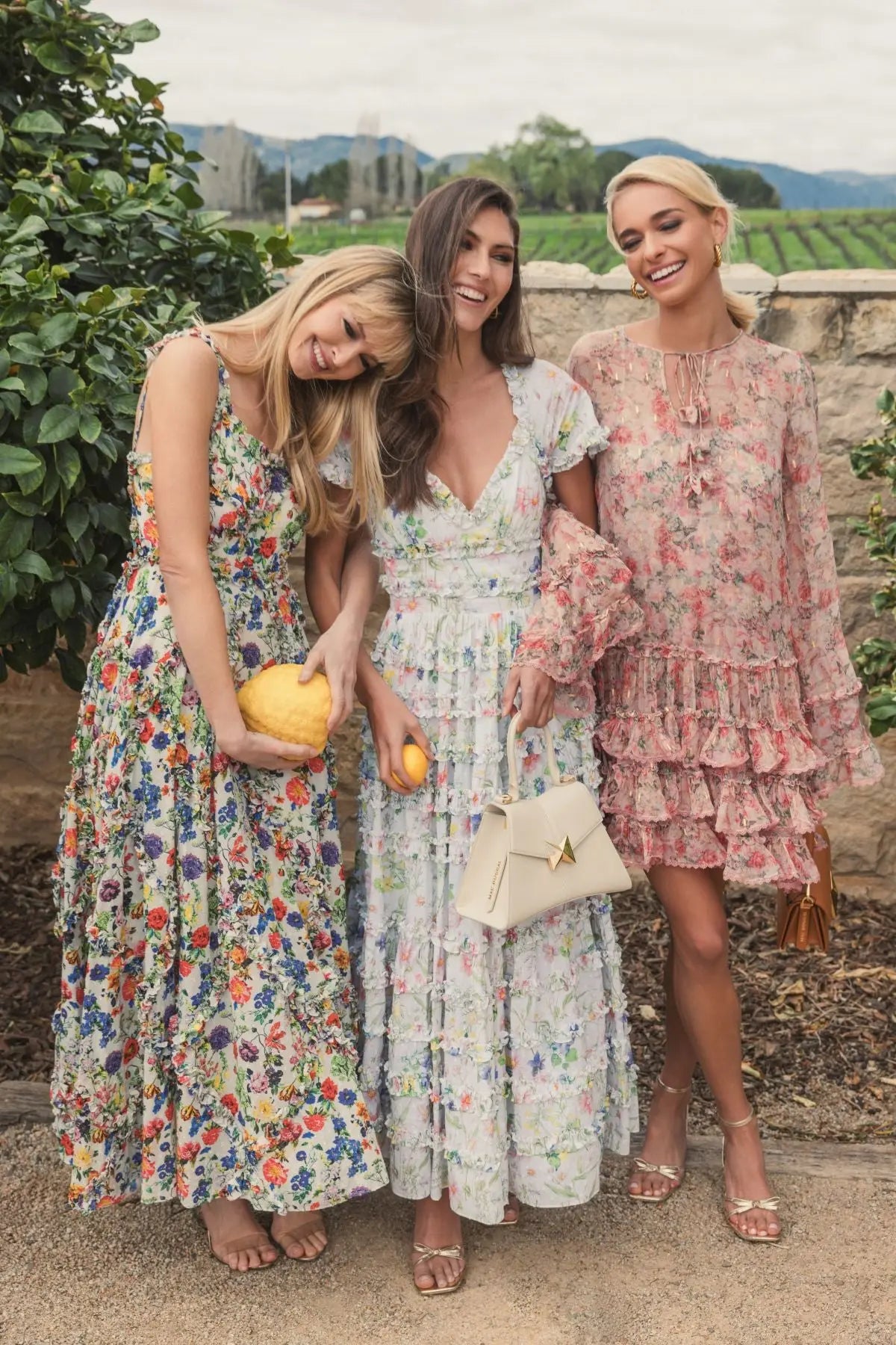 Multicolor Ruffle Scoop Neck Floral A-Line Dress-Myartka