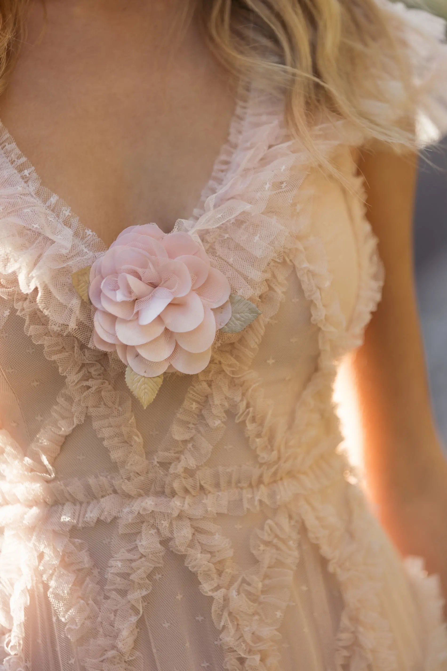 Pink Micro Ruffle Cap Sleeve A-Line Midi Dress-Myartka