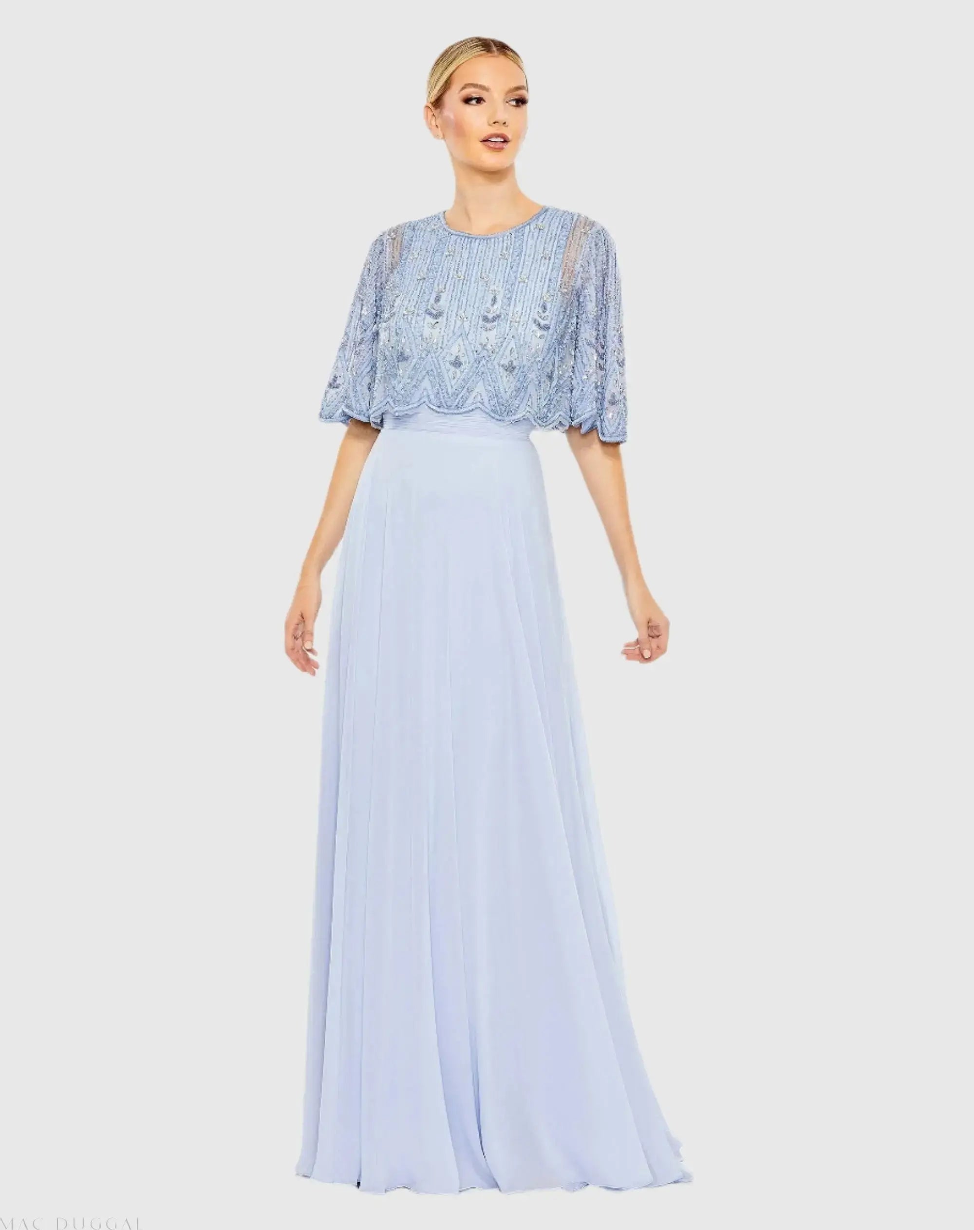Beaded Overlay A-Line Gown-Myartka