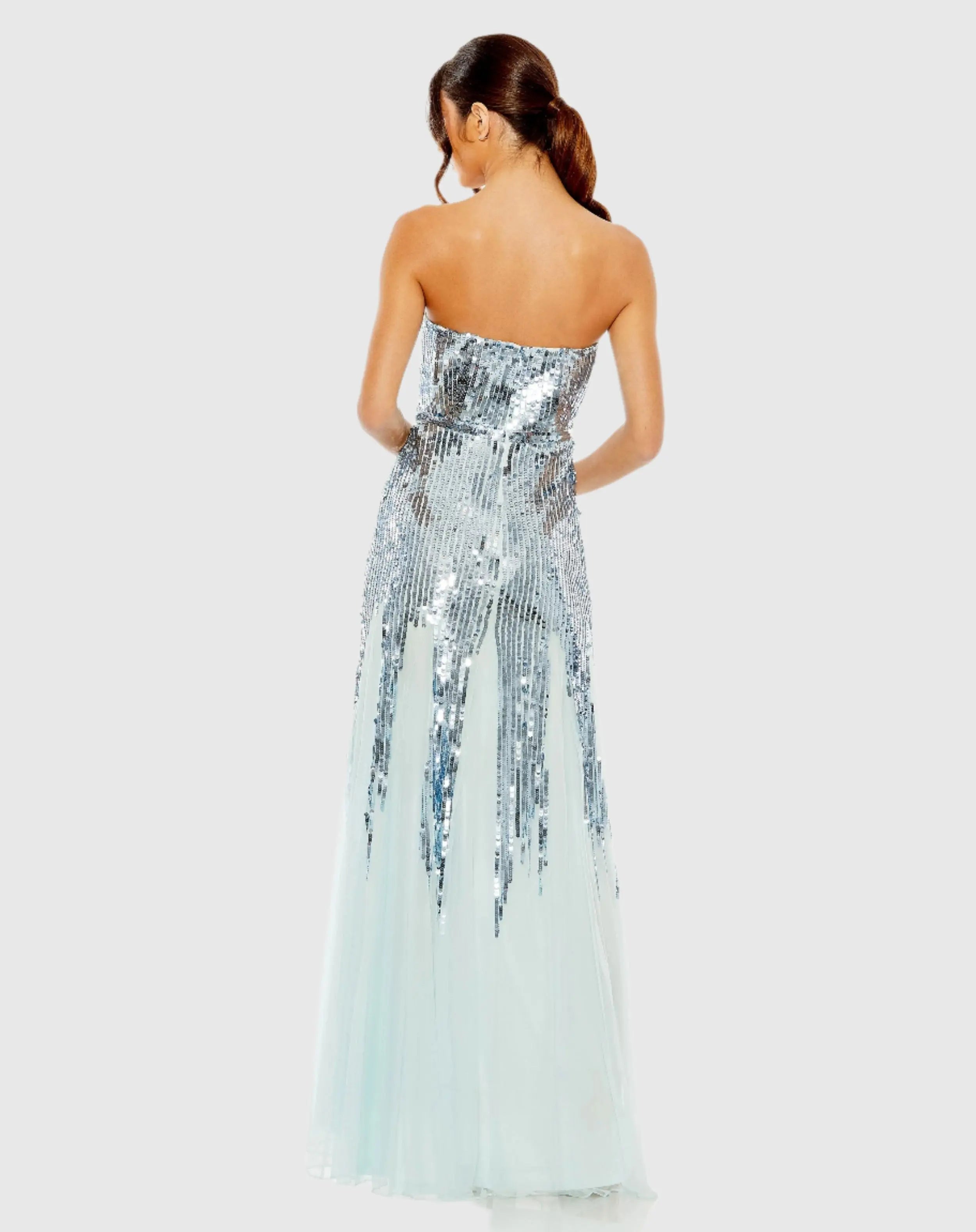 Blue Sleeveless Sequin Mesh Gown-Myartka