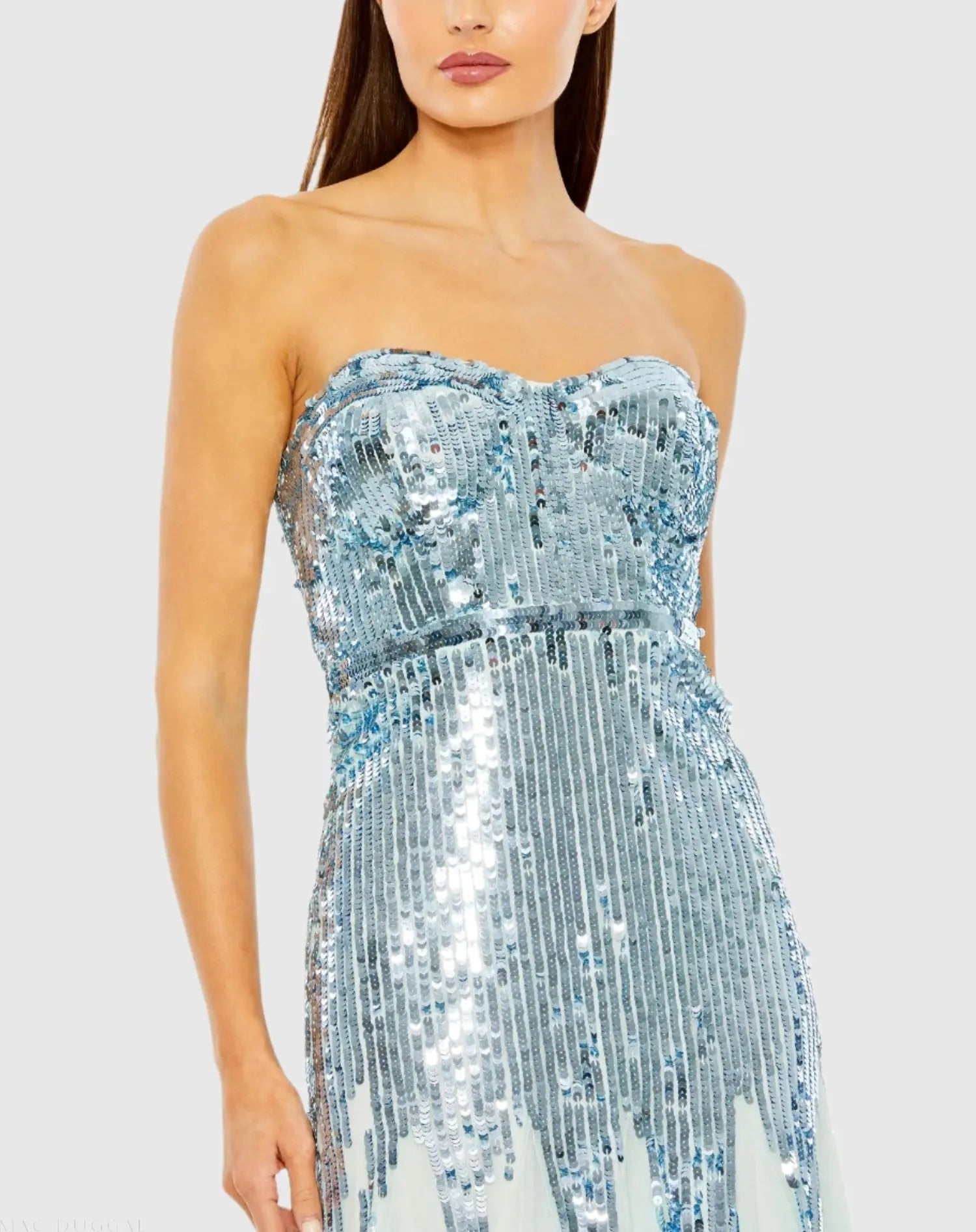 Blue Sleeveless Sequin Mesh Gown-Myartka