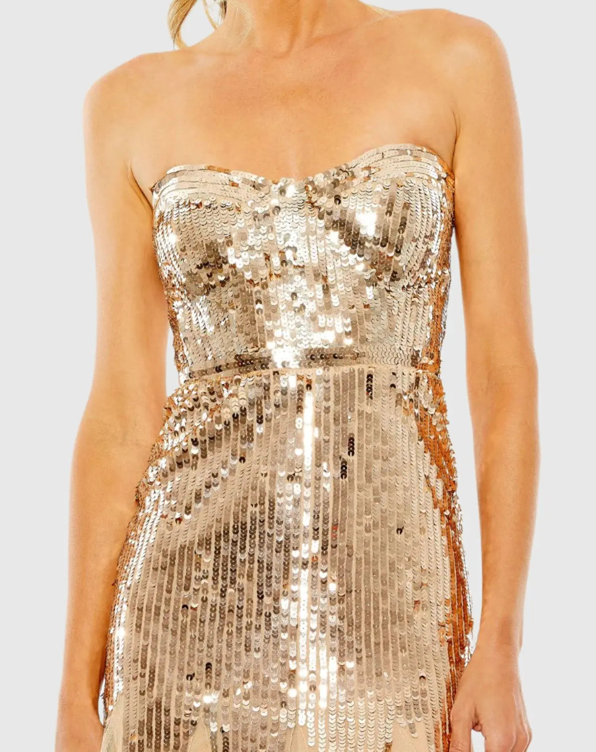 Gold Sleeveless Sequin Mesh Gown-Myartka