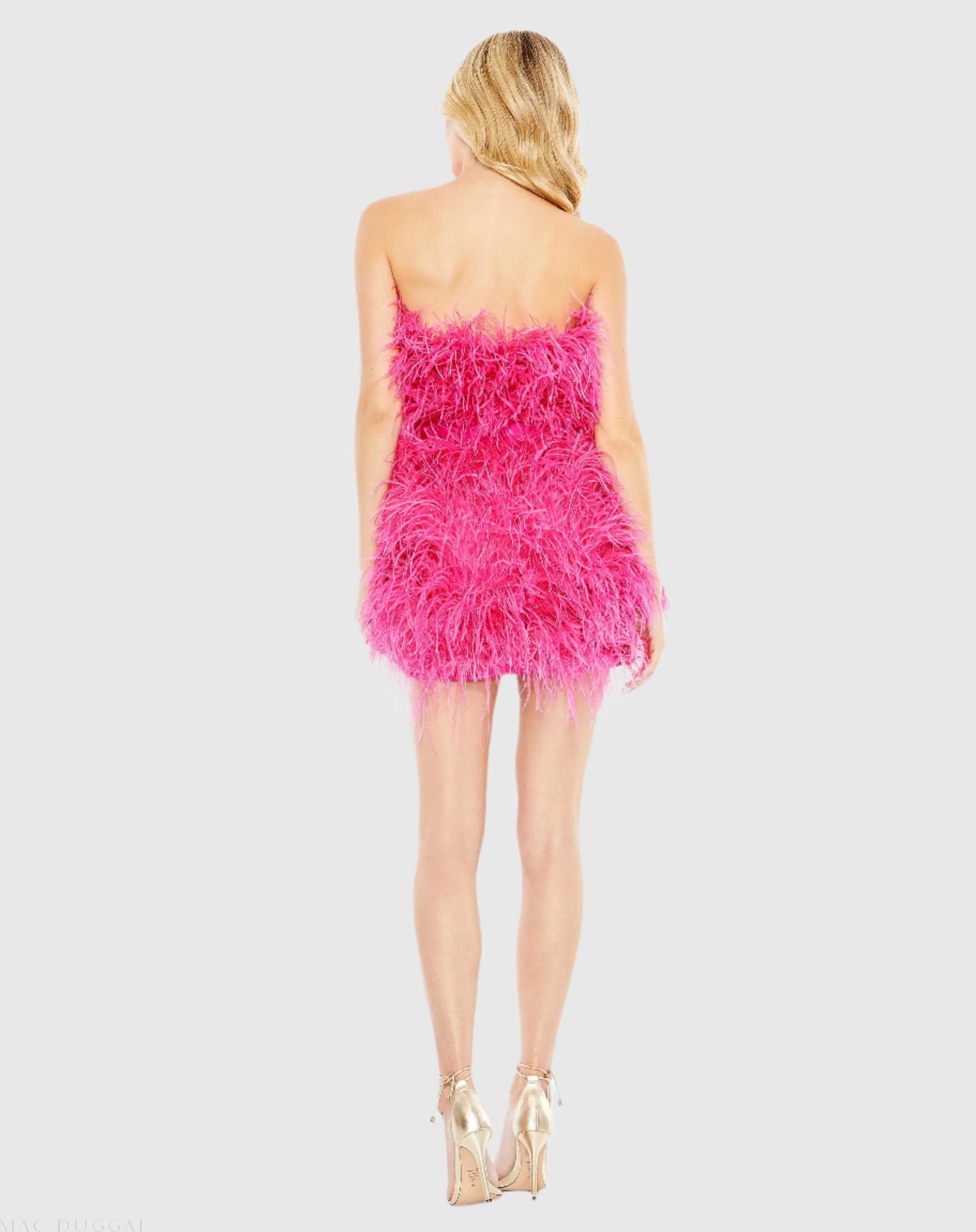 Pink Feather Strapless Mini Dress - FINAL SALE-Myartka