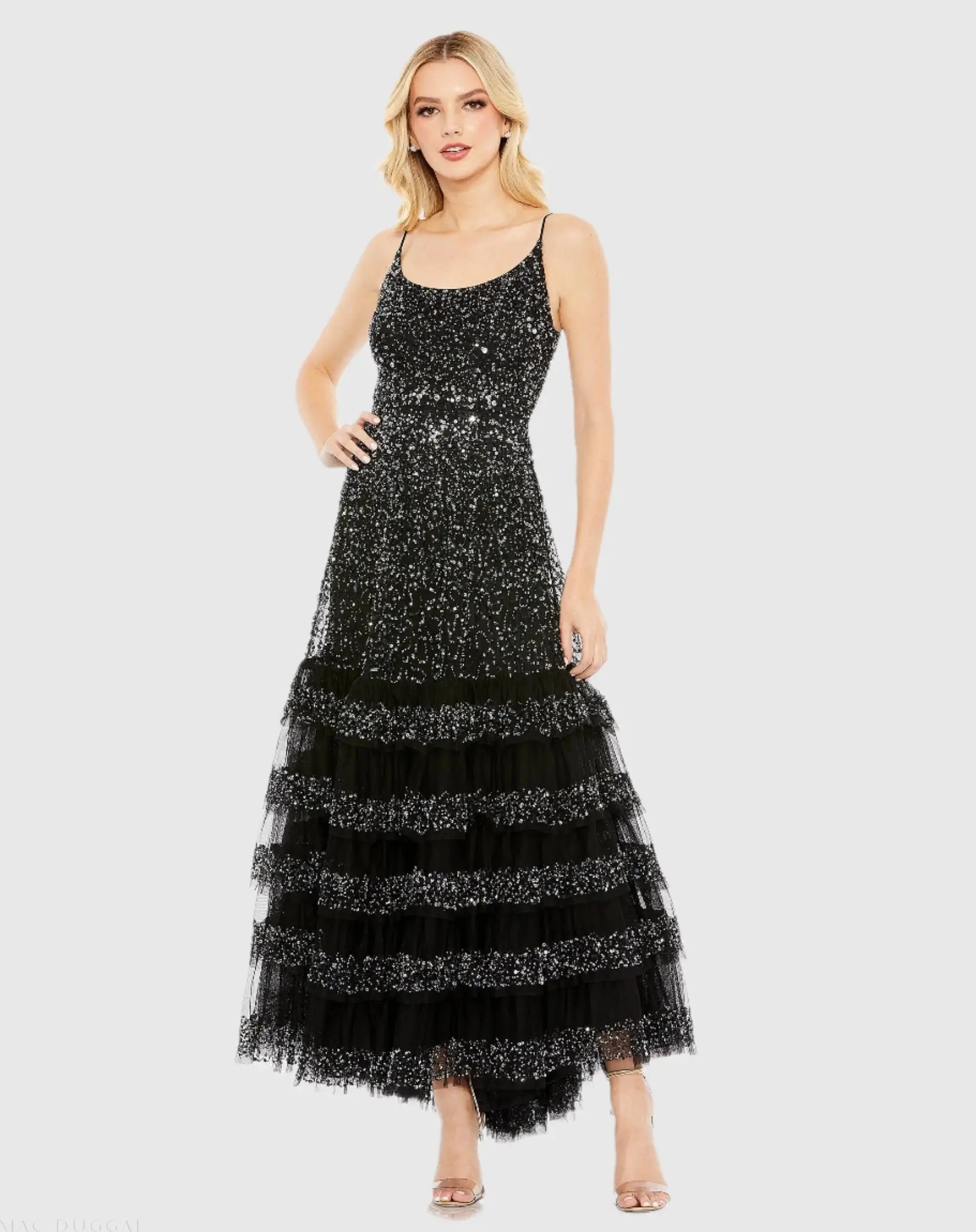 Embellished Scoop Neck Tiered Gown - FINAL SALE-Myartka