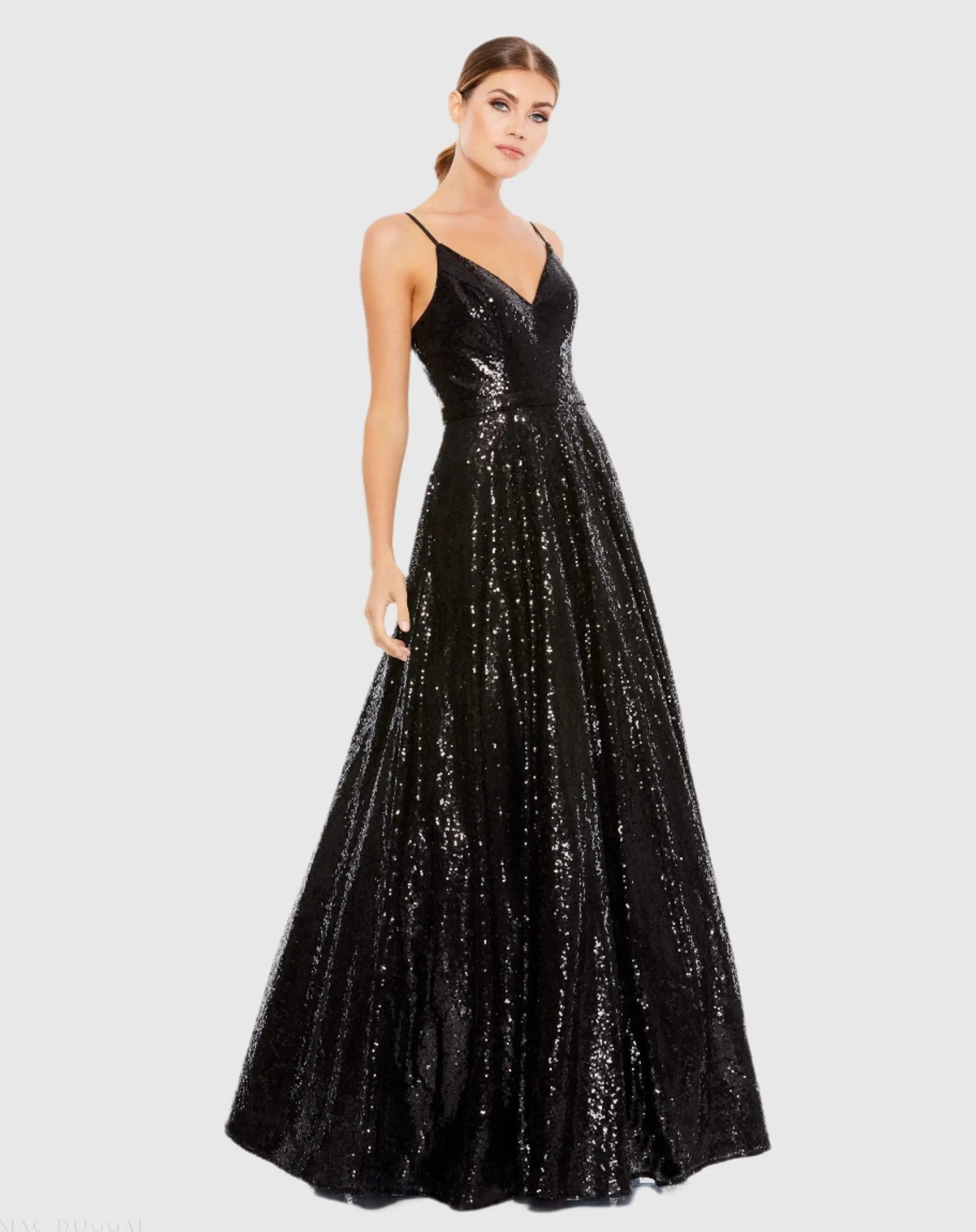 V-Neck Sequined Ball Gown - FINAL SALE-Myartka