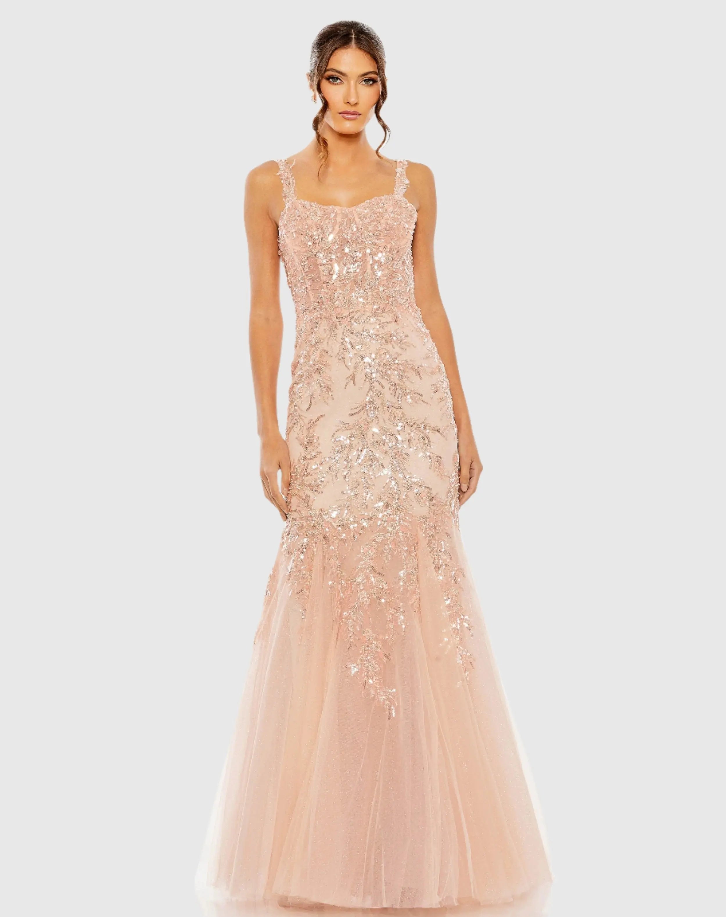 Pink Corset Detailed Embellished Gown-Myartka